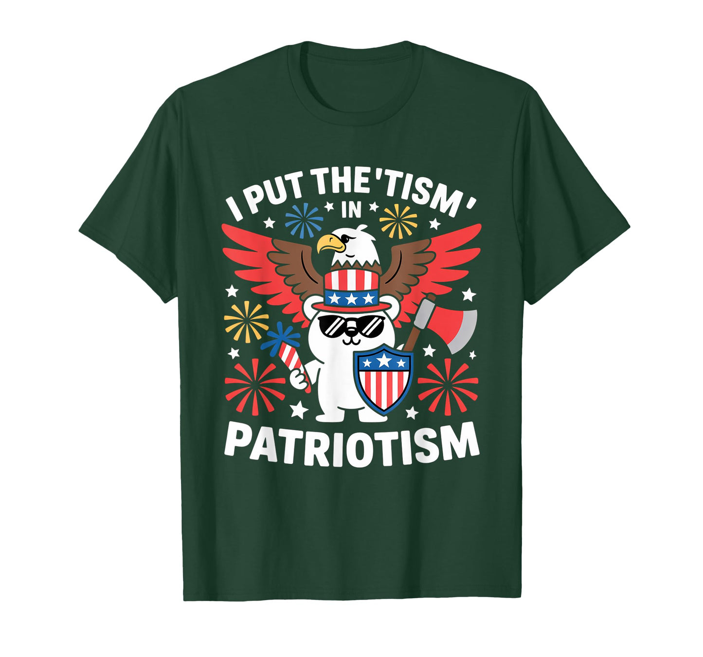 I Put The Tism in Patriotism Athletic Eagle T-Shirt