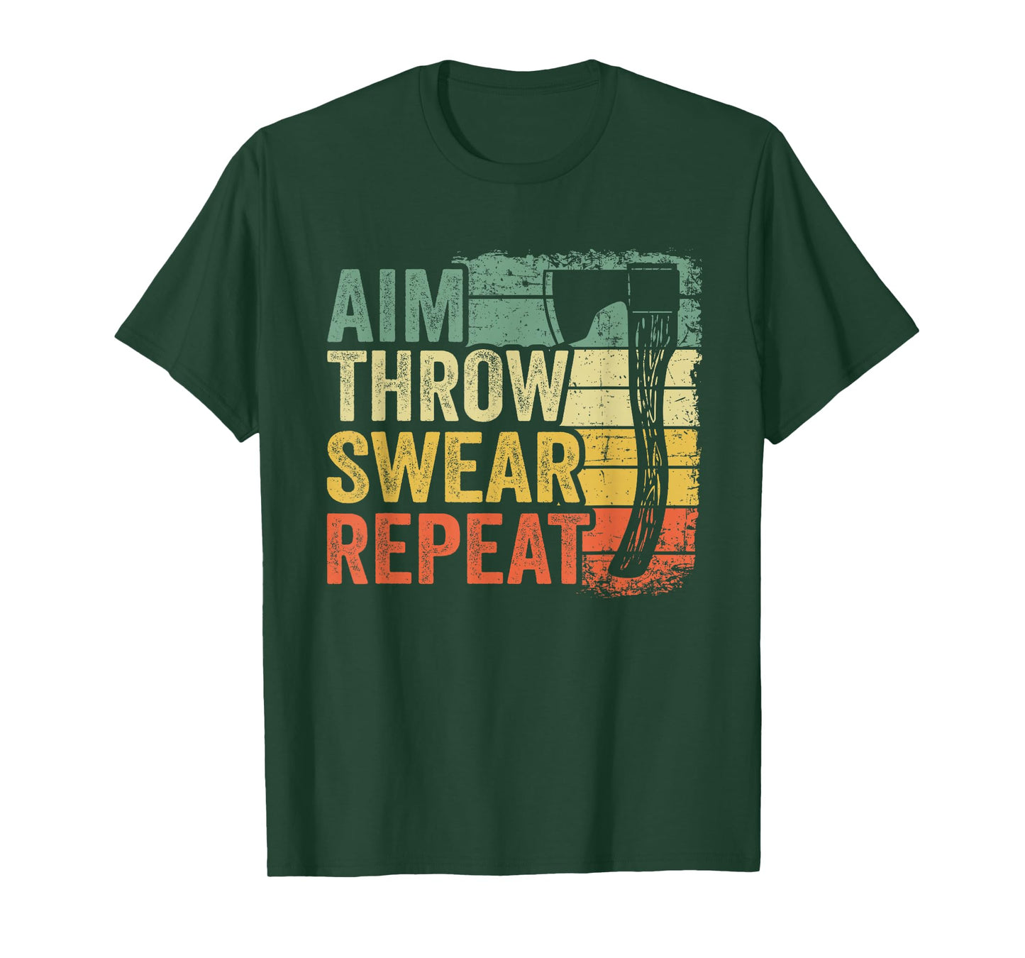 Aim Throw Swear Repeat Hatchet Vintage Funny Axe Throwing T-Shirt