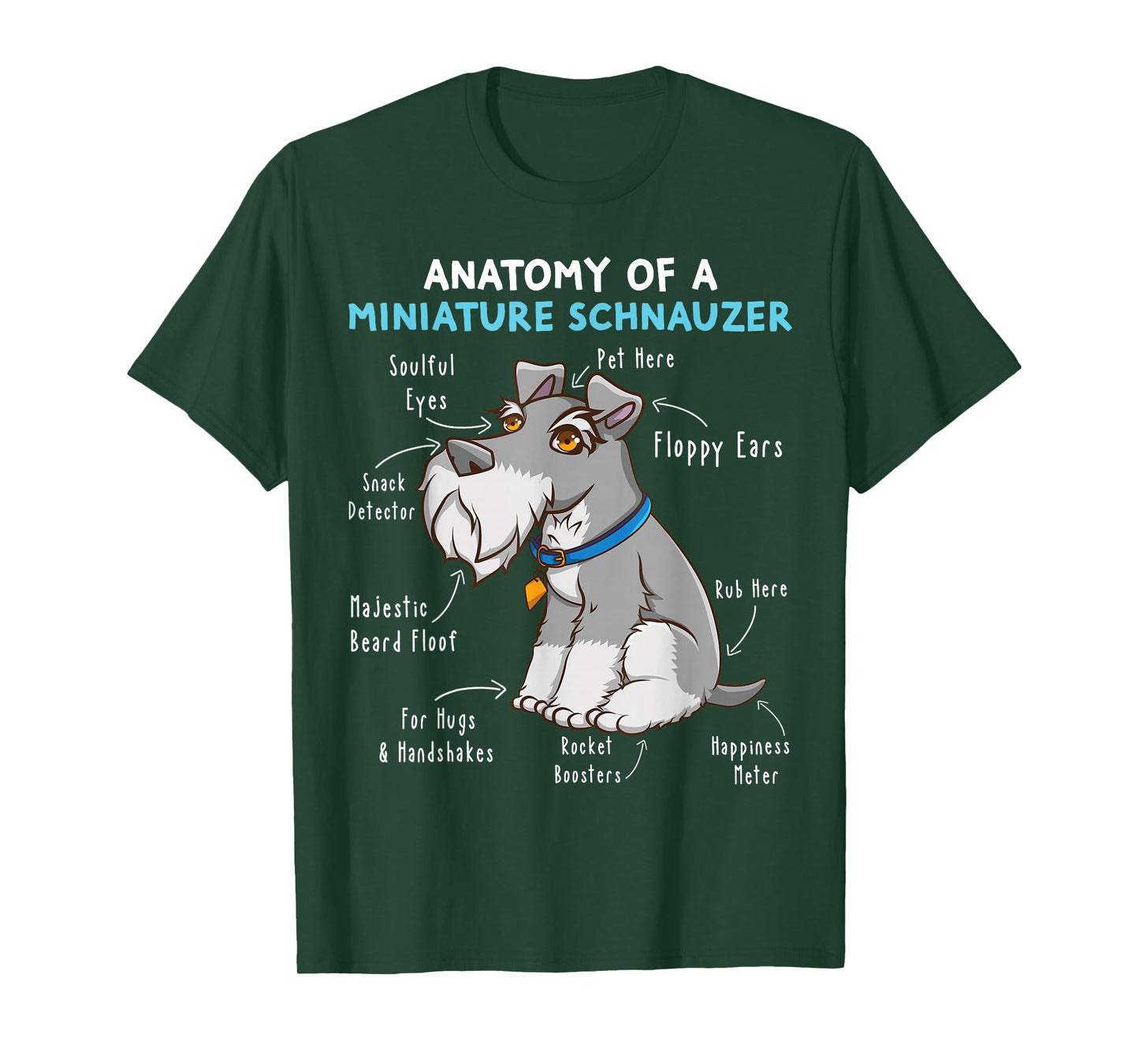Anatomy Of A Miniature Schnauzer Cute Miniature Schnauzer T-Shirt