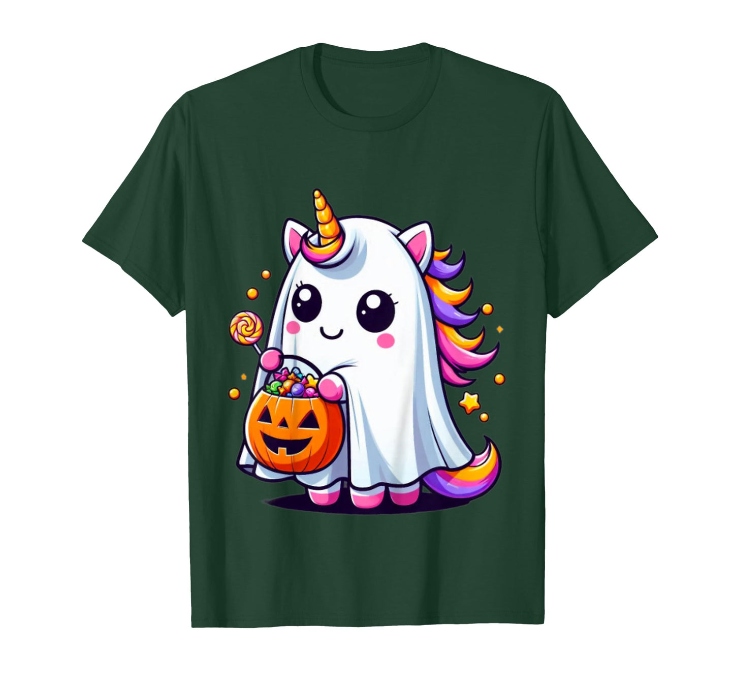 Cute Unicorn Ghost Costume Halloween Candy T-Shirt