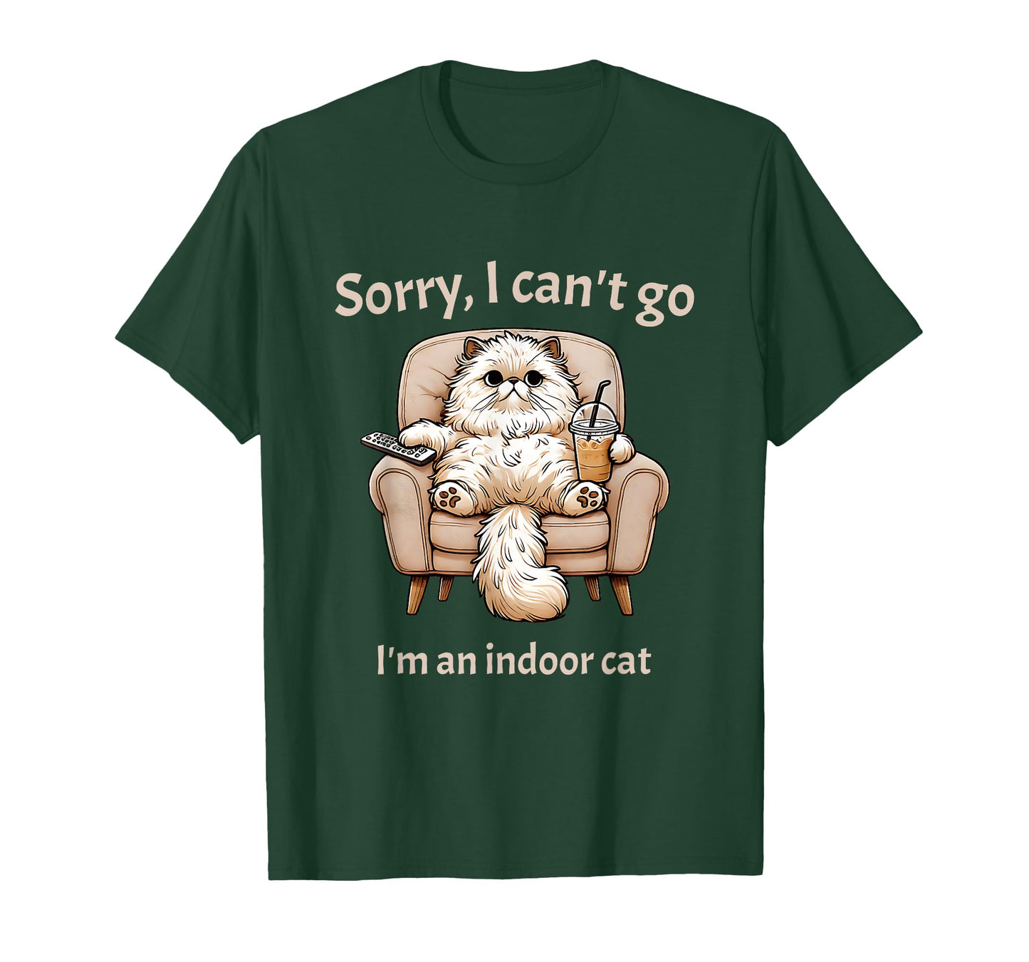 Indoor Cat Sorry I Can't Go Introvert Humor T-Shirt