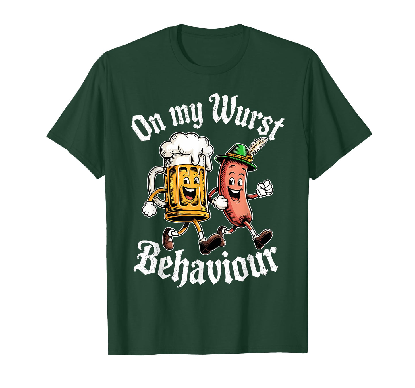 Oktoberfest On My Wurst Behaviour German Beer Sausage Adults T-Shirt