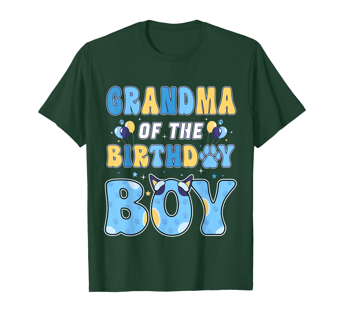 Grandma of The Birthday Boy Family Blue Dog Birthday Party T-Shirt