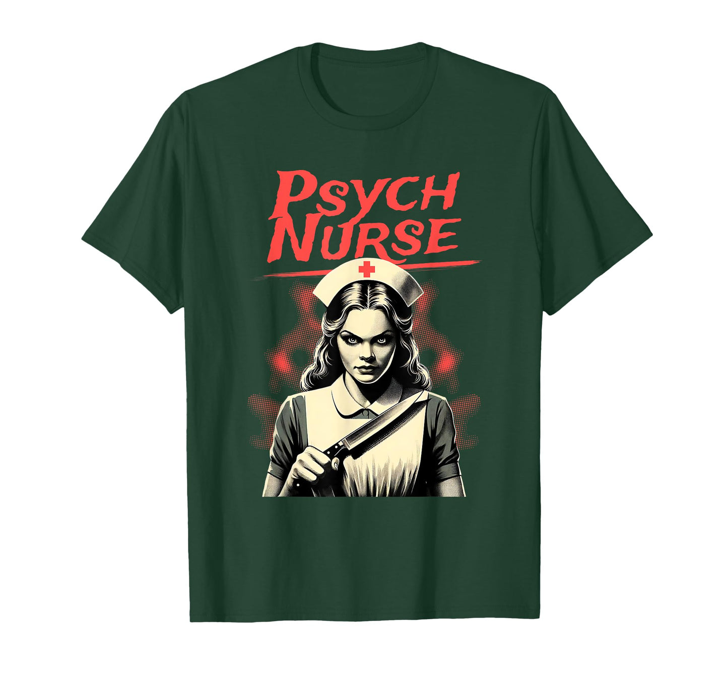 Psych Nurse Vintage Horror Graphic Woman Halloween Costume T-Shirt