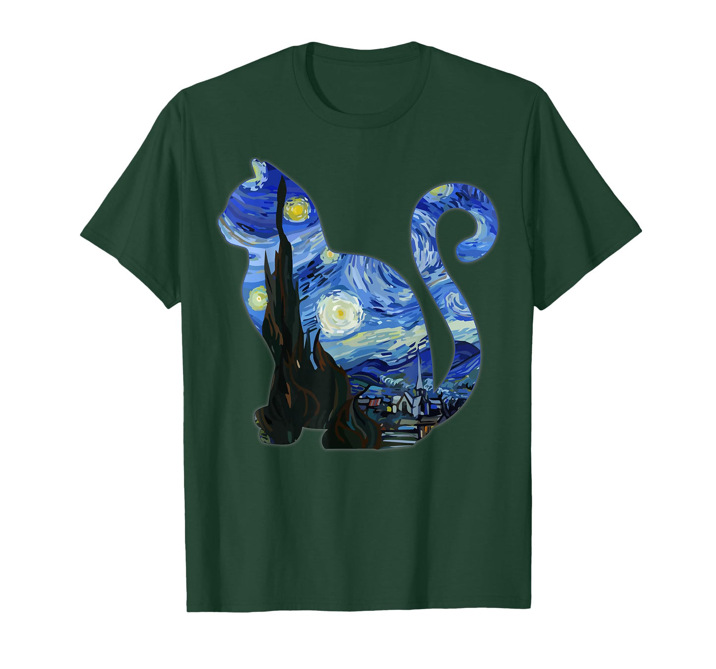 Cat Starry Night Van Gogh Cat for Funny Cat Mom Cat Lover T-Shirt