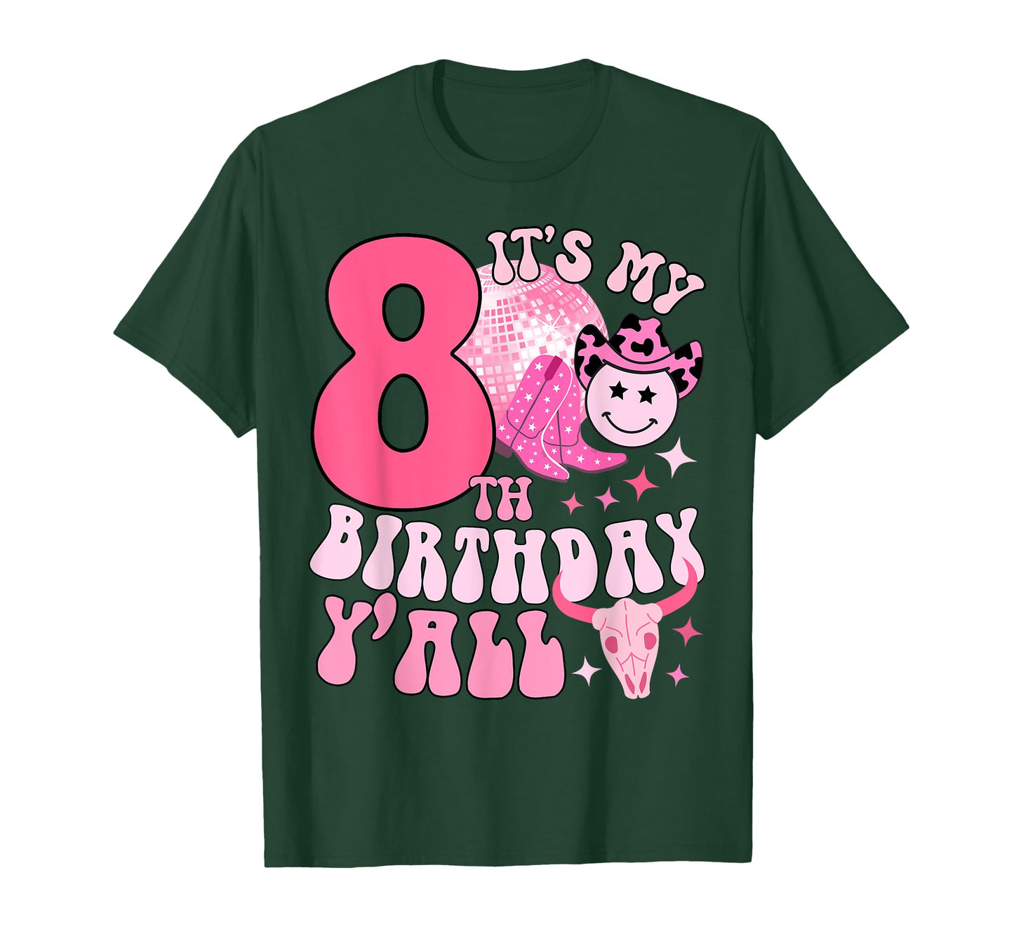 8th girls women western birthday tee cowgirl party boots T-Shirt