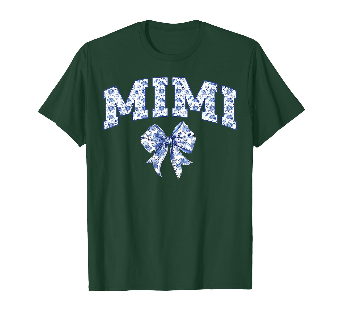 Mimi Coquette Toile Blue Bow Floral Family Matching T-Shirt