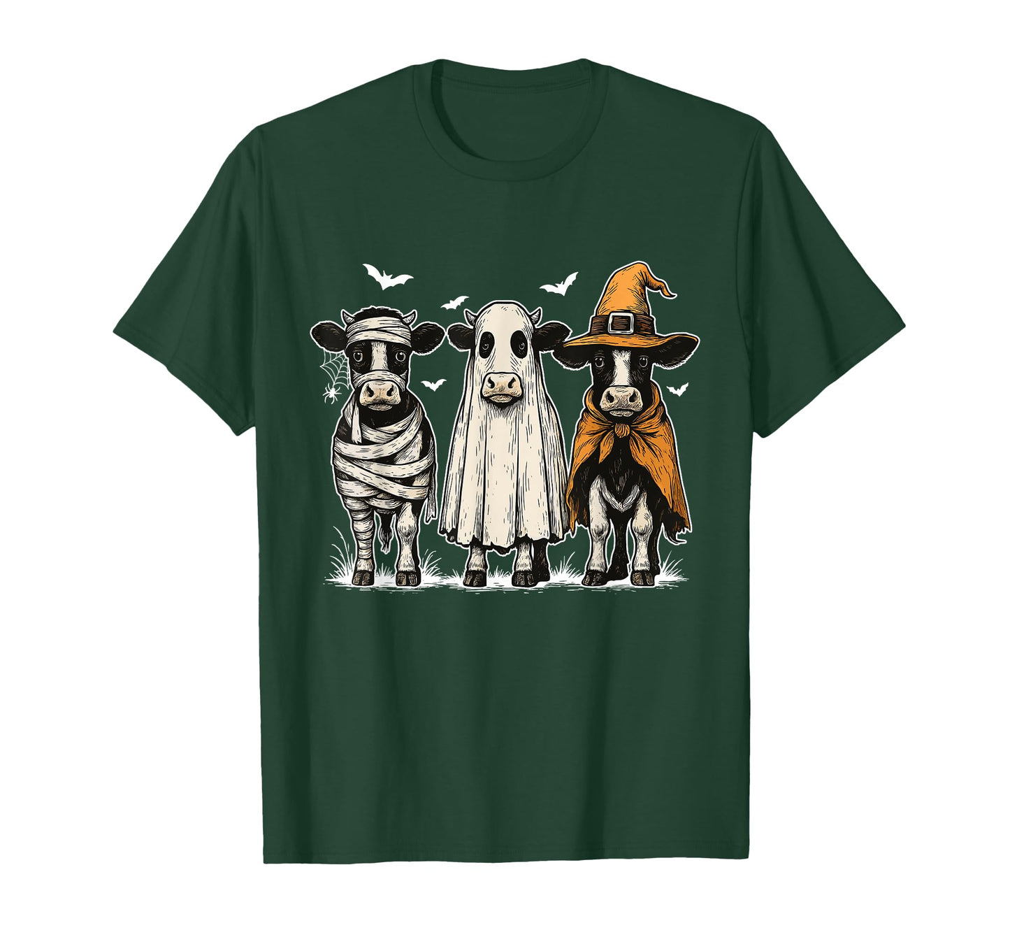 Funny Ghost Cow Halloween Cow Lover Cow Witch Spooky Season T-Shirt