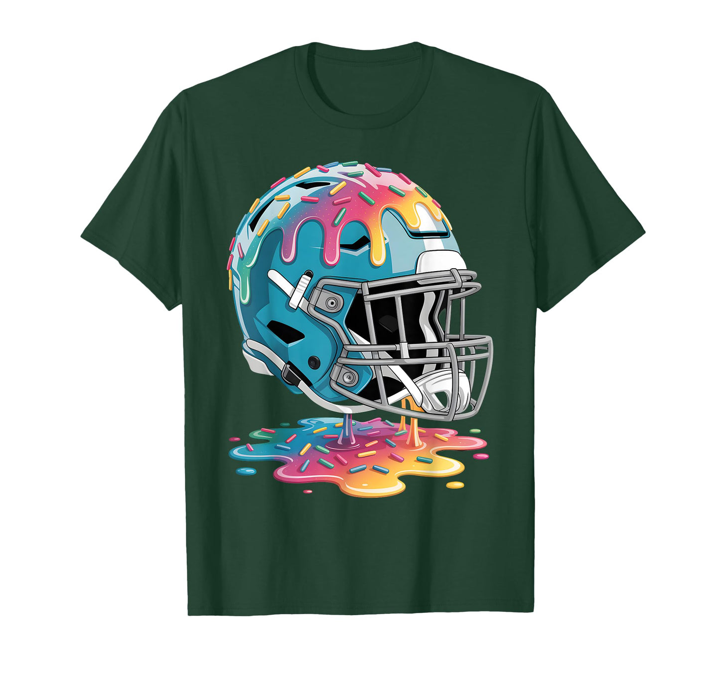 Football Helmet Ice Cream Dripping Football Player Boys Men T-Shirt