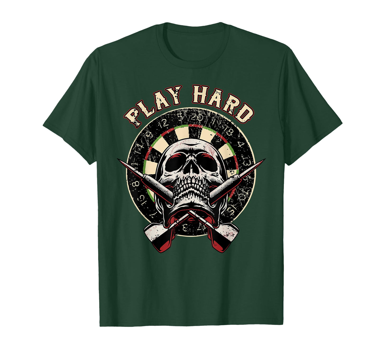 Play Hard Skull Arrow dartboard bullseye Team - Darts T-Shirt