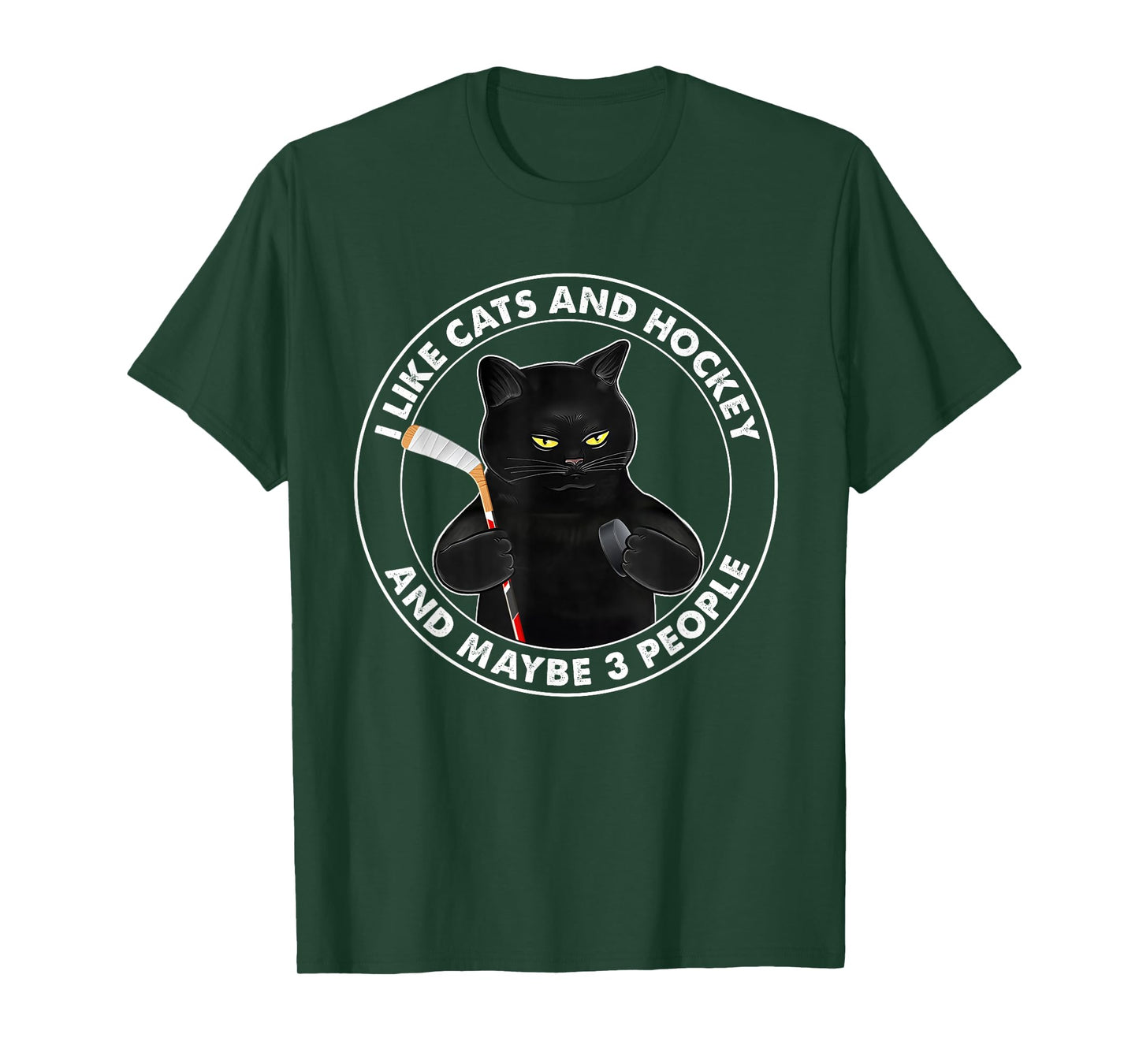 I Like Cats and Hockey and Maybe 3 People Funny Black Cats T-Shirt