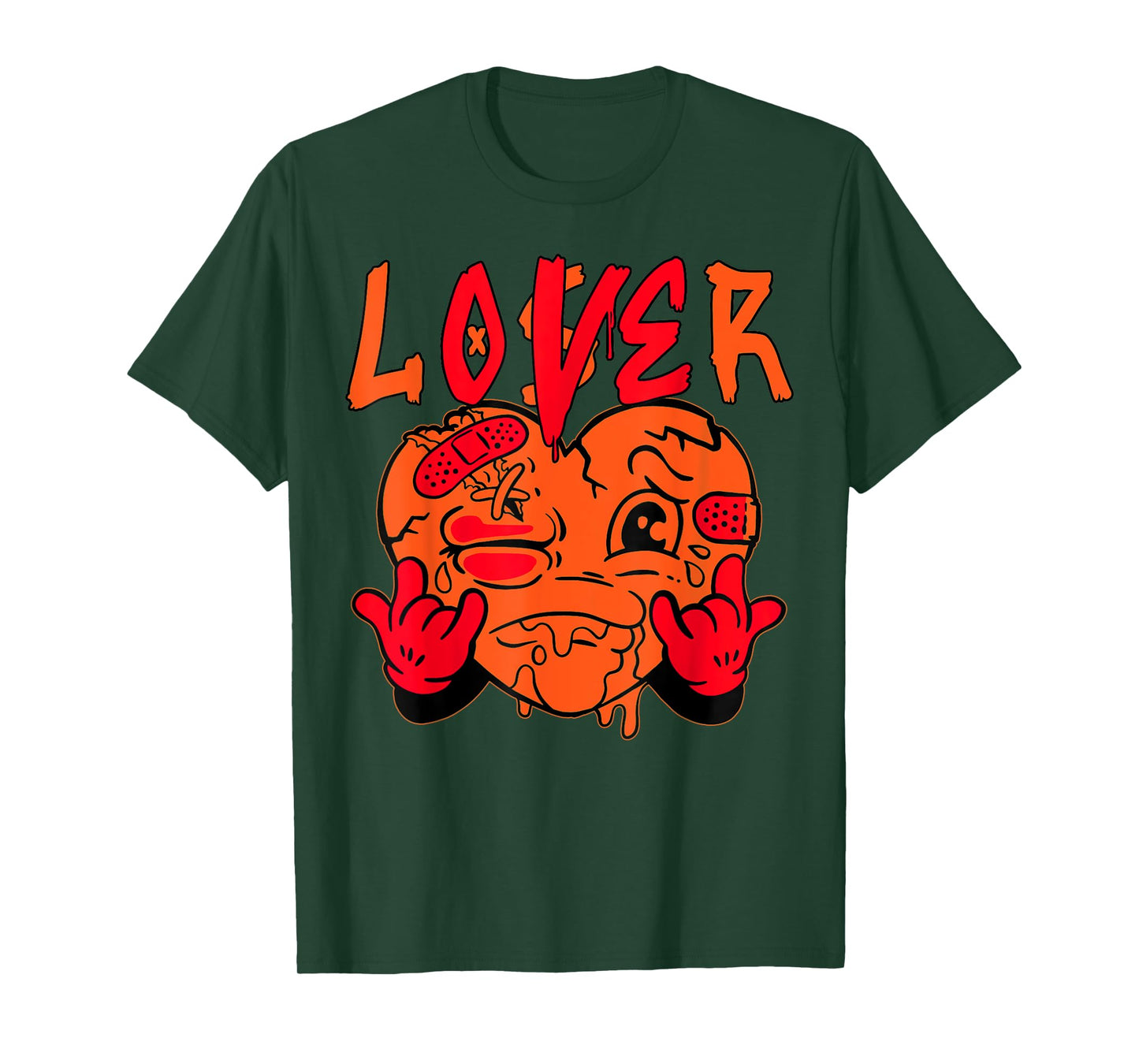 Orange Loser Lover Pink Drip Heart Matching Tee Men Women T-Shirt
