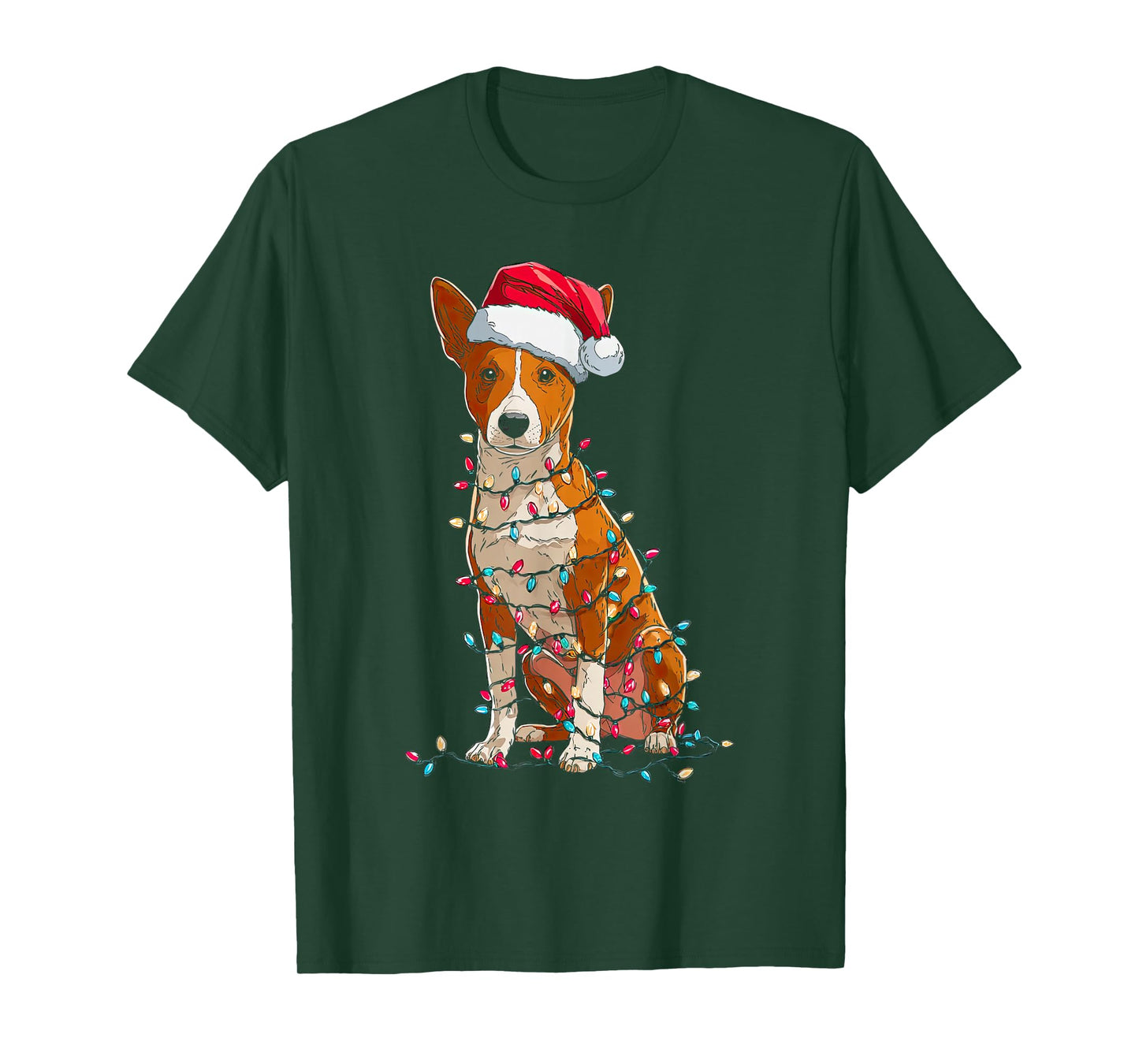 Funny Basenji Christmas Graphics Dog Lights Lover T-Shirt