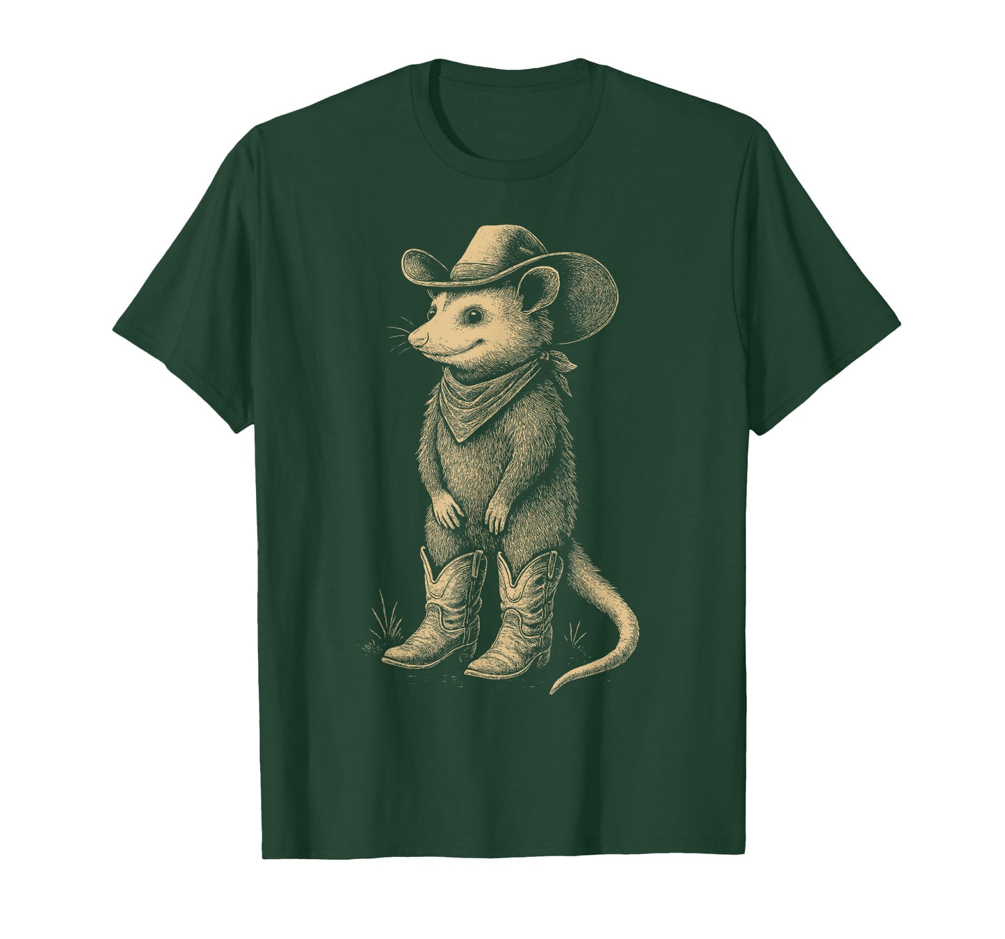 Opossum Wearing Cowboy Hat Funny Gifts Western Opossum Lover T-Shirt