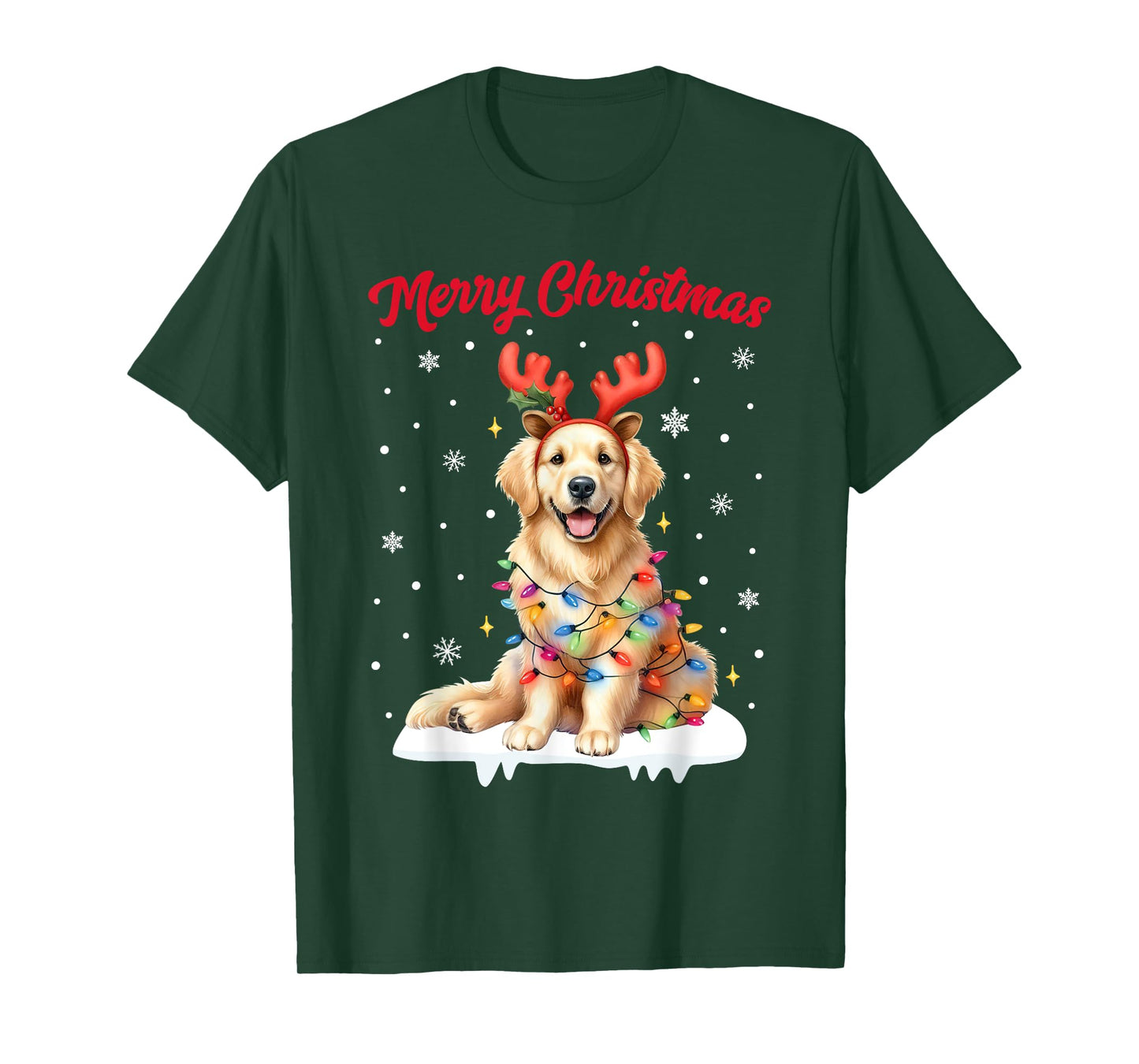 Christmas Pajamas Men Women Kids Golden Retriever Dog T-Shirt