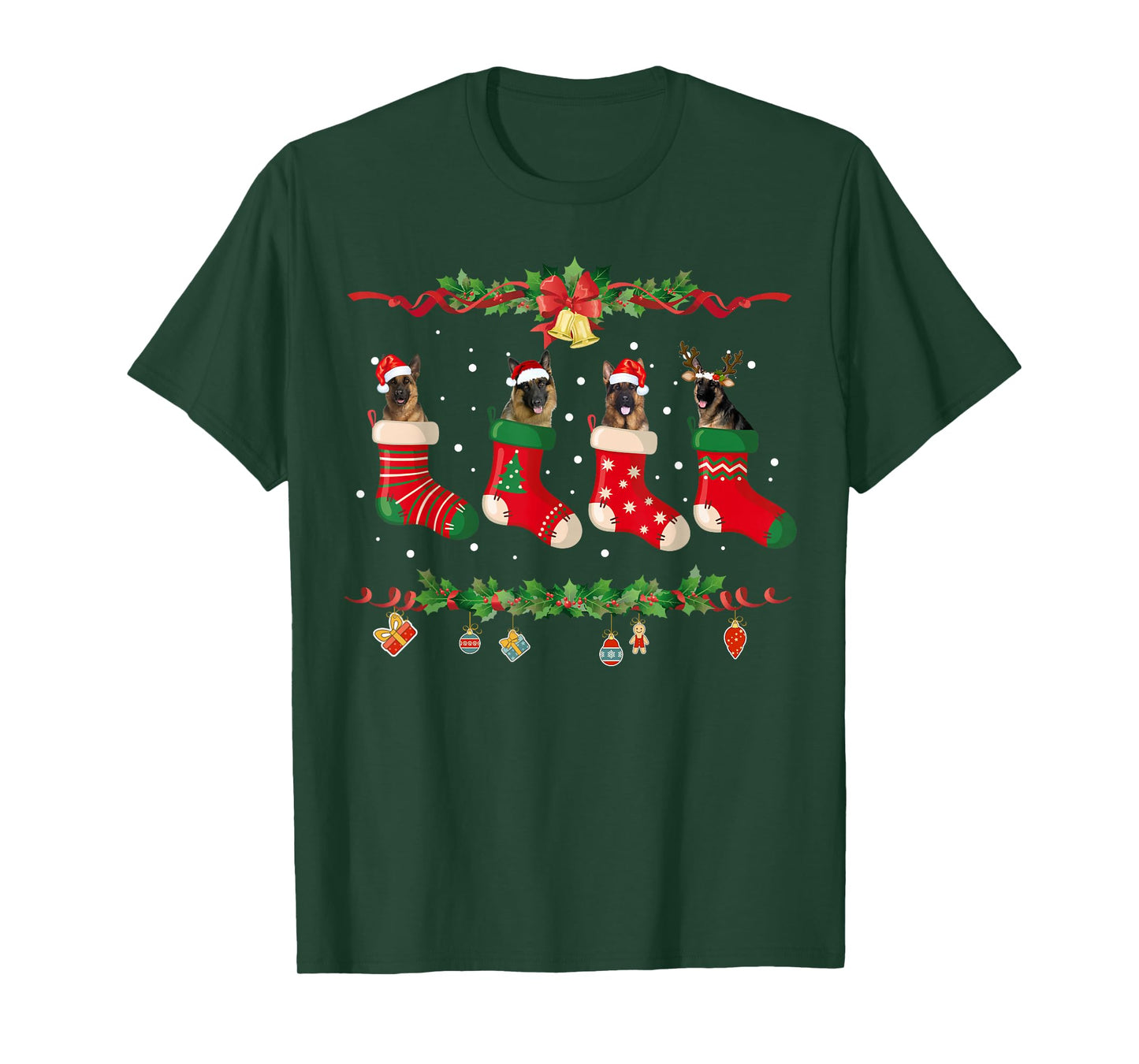 German Shepherd Christmas Shirt Stocking Dog Xmas T-Shirt