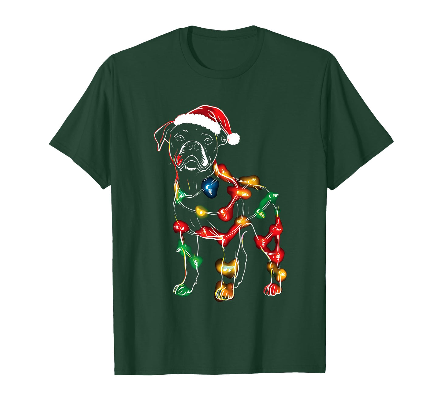 Funny Santa Boxer Retriever Christmas Lights Dog Lover T-Shirt for Men Women Kids