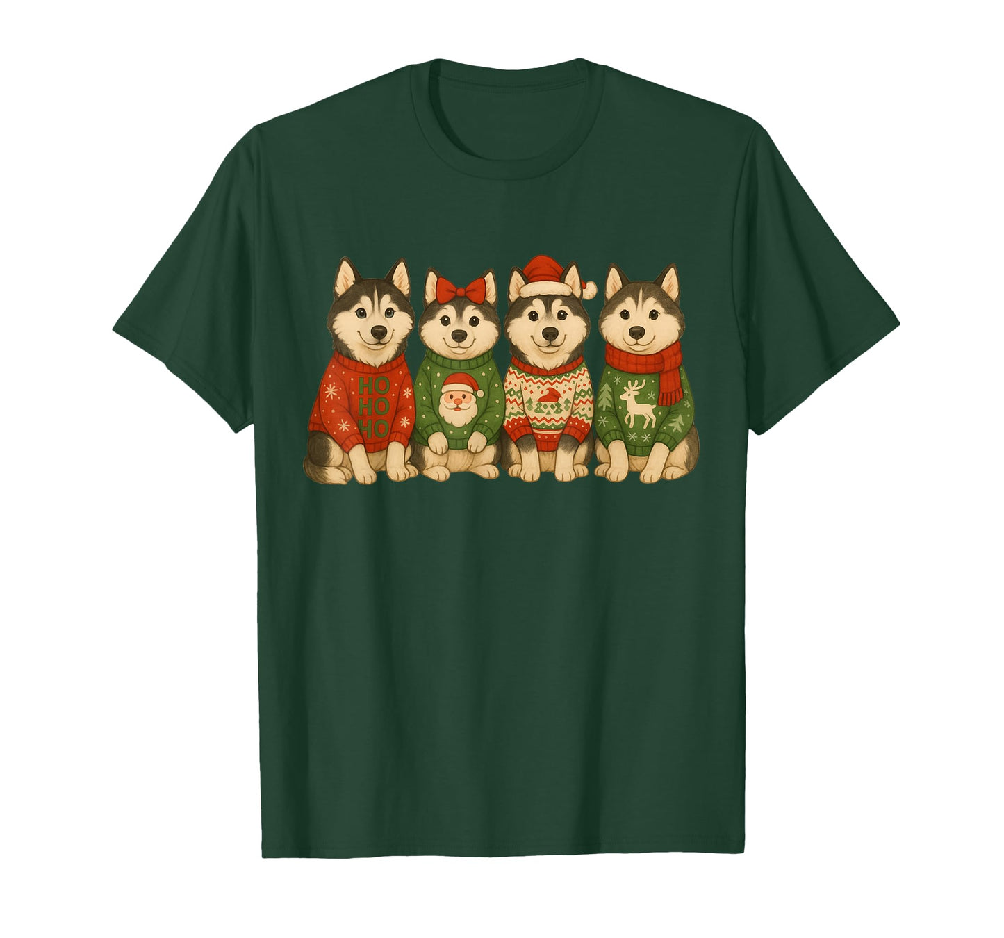 Christmas Husky Matching Family Xmas Pajama Men Women Kids T-Shirt