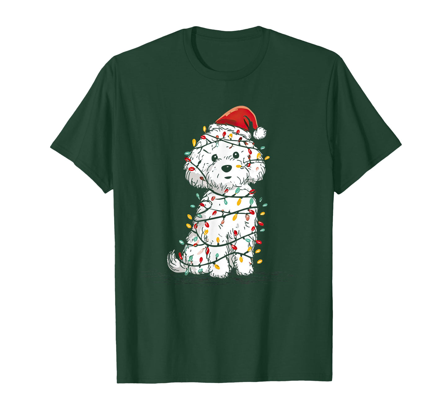 Funny Bichon Frise Christmas Graphics Dog Lights Lover T-Shirt