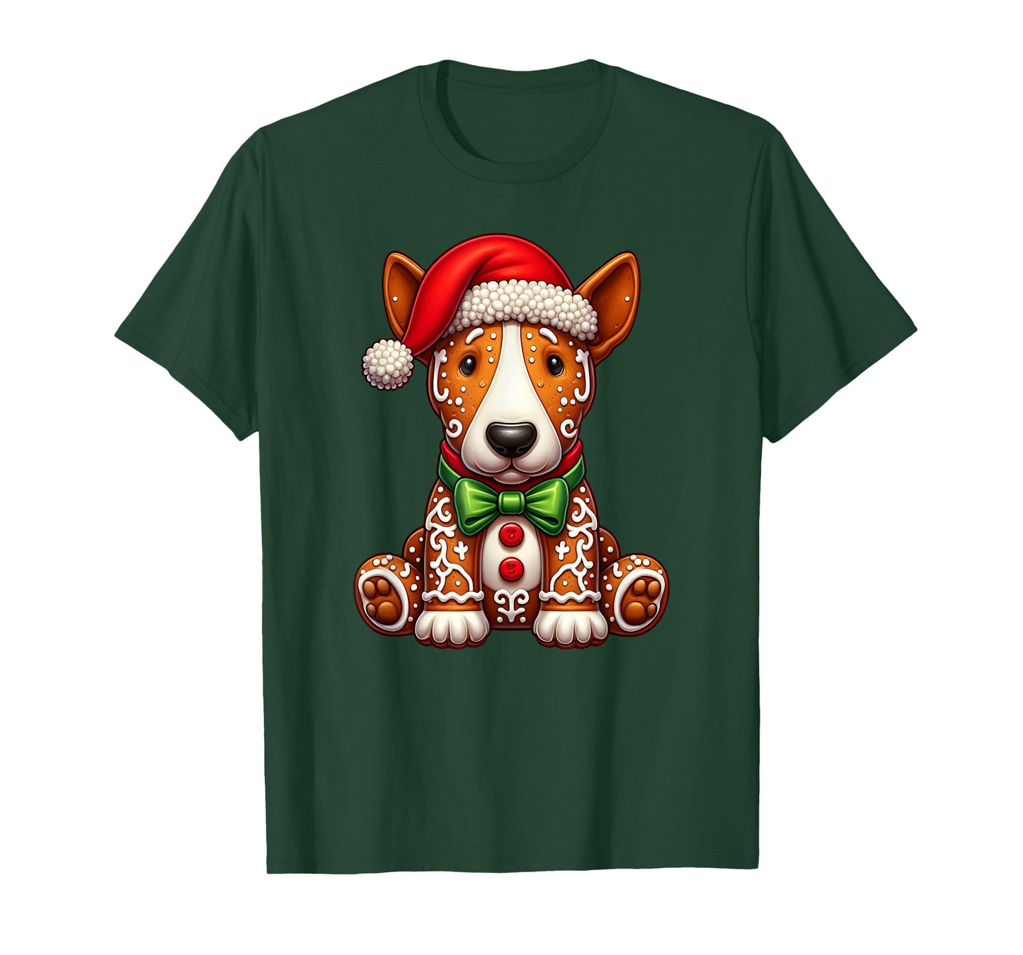 Gingerbread Man Bull Terrier Dog Christmas Womens Mens Kids T-Shirt