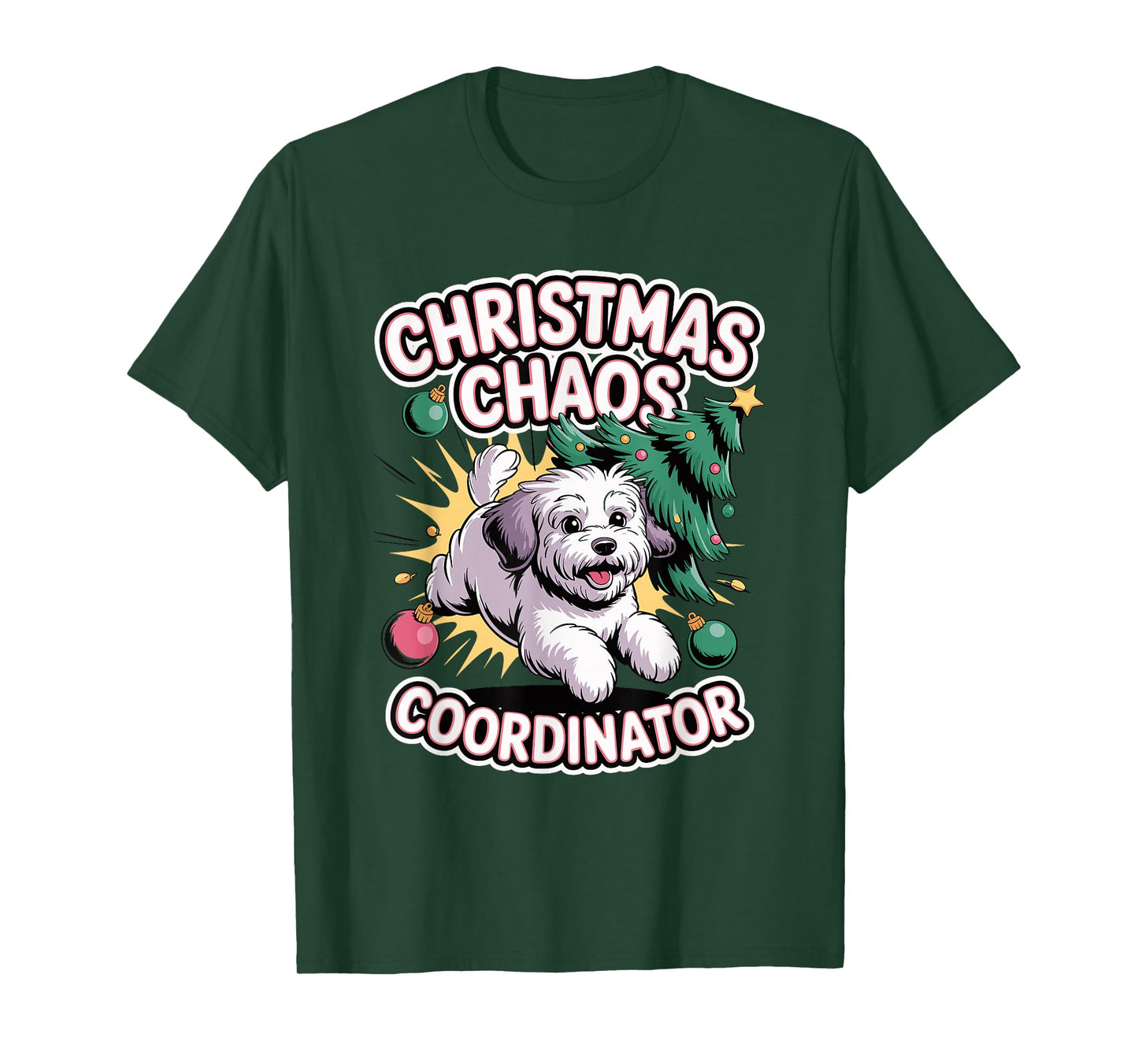 Christmas Chaos Coordinator Xmas Puppy Funny Schnoodle T-Shirt