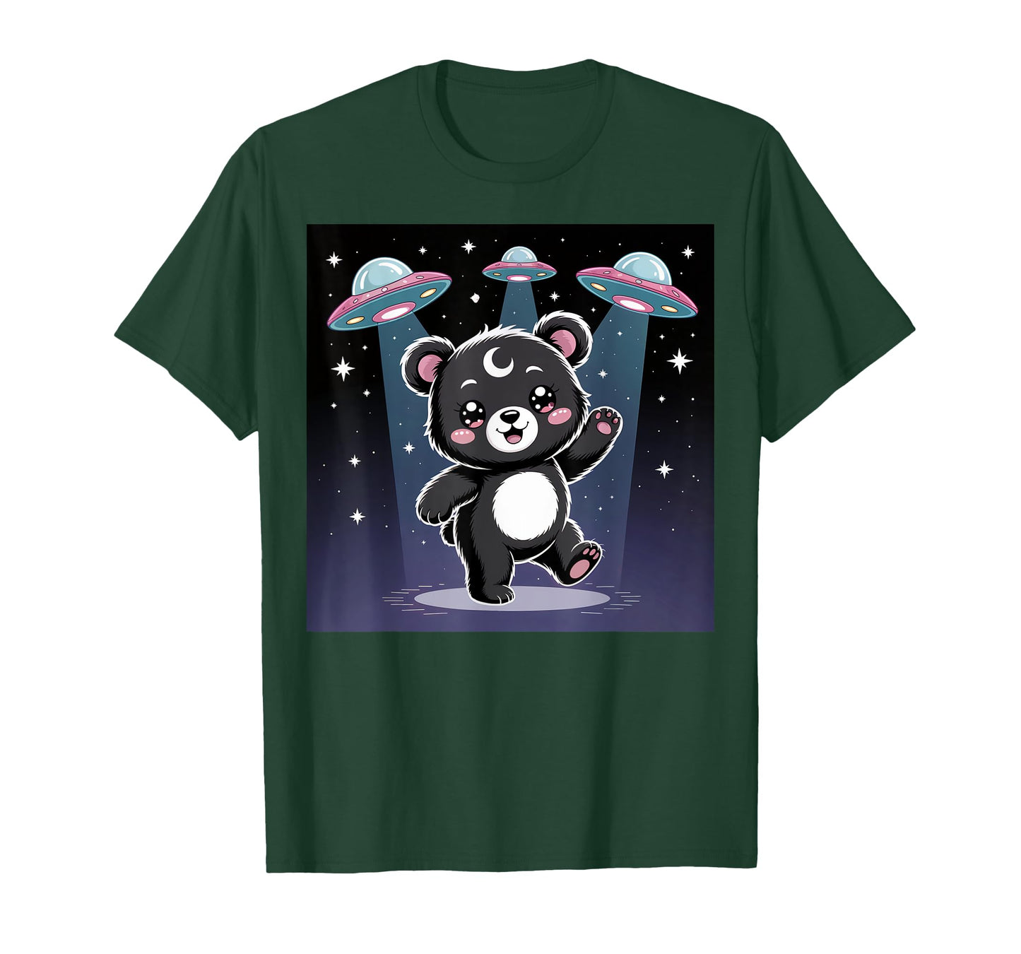 Bear Alien UFOs Aesthetic Kawaii Goth Girl Clothes Pink Goth T-Shirt
