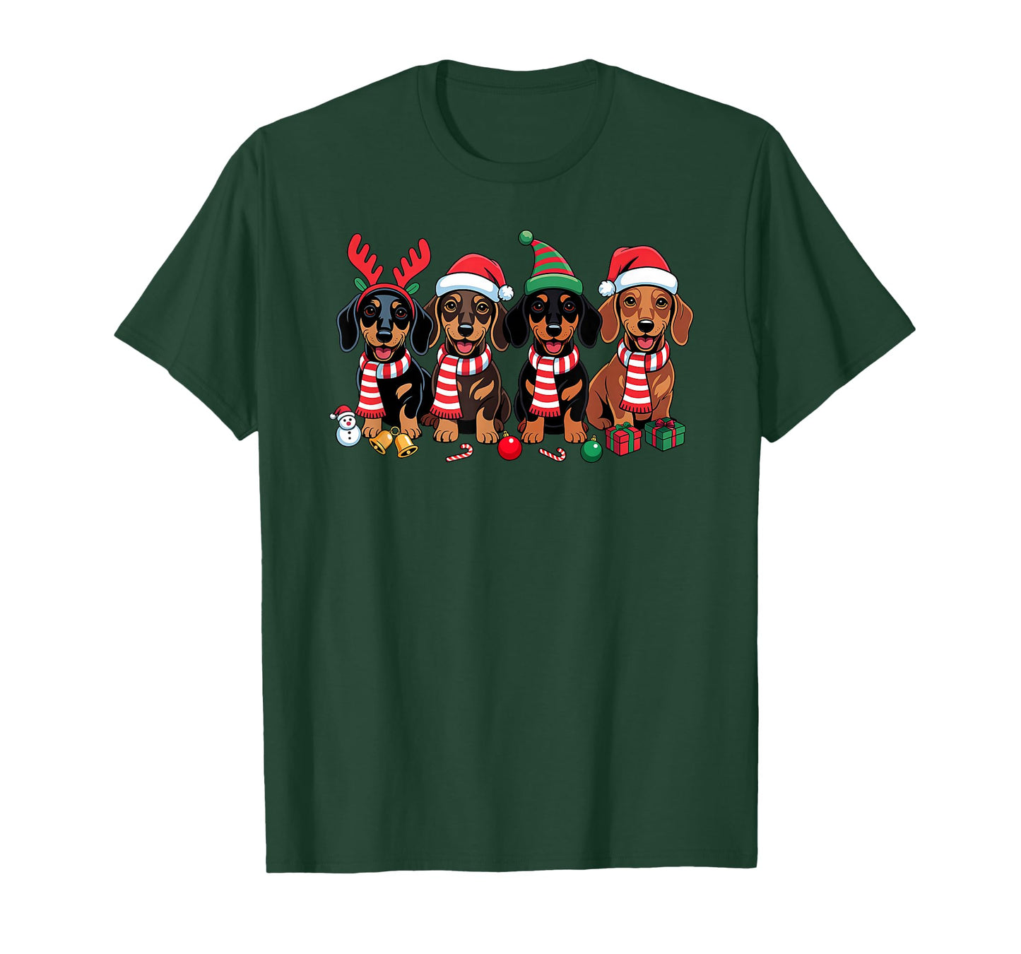Dachshund Dog Christmas Matching Family Pajama Xmas Santa T-Shirt