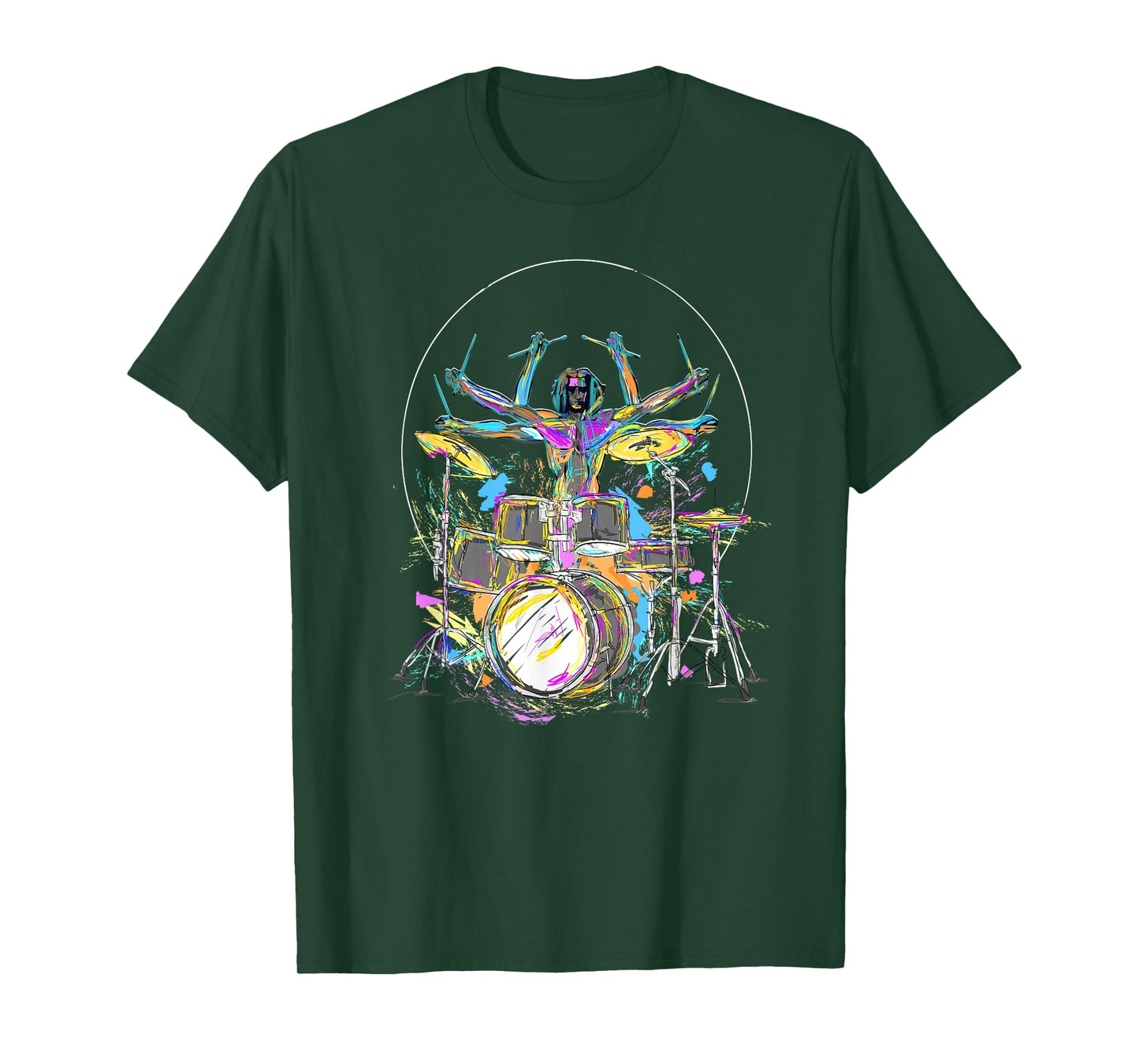 Official Drummer Kit Merch Black Da Vinci Drummer Music T-Shirt, Men's Small