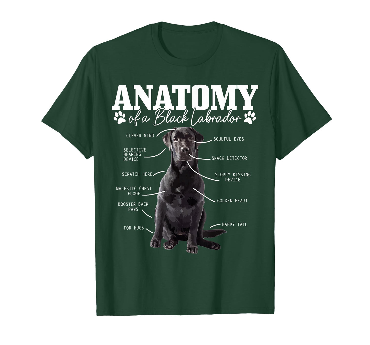 Black Labrador Retriever Anatomy Funny Cute Dog Mom Dad T-Shirt