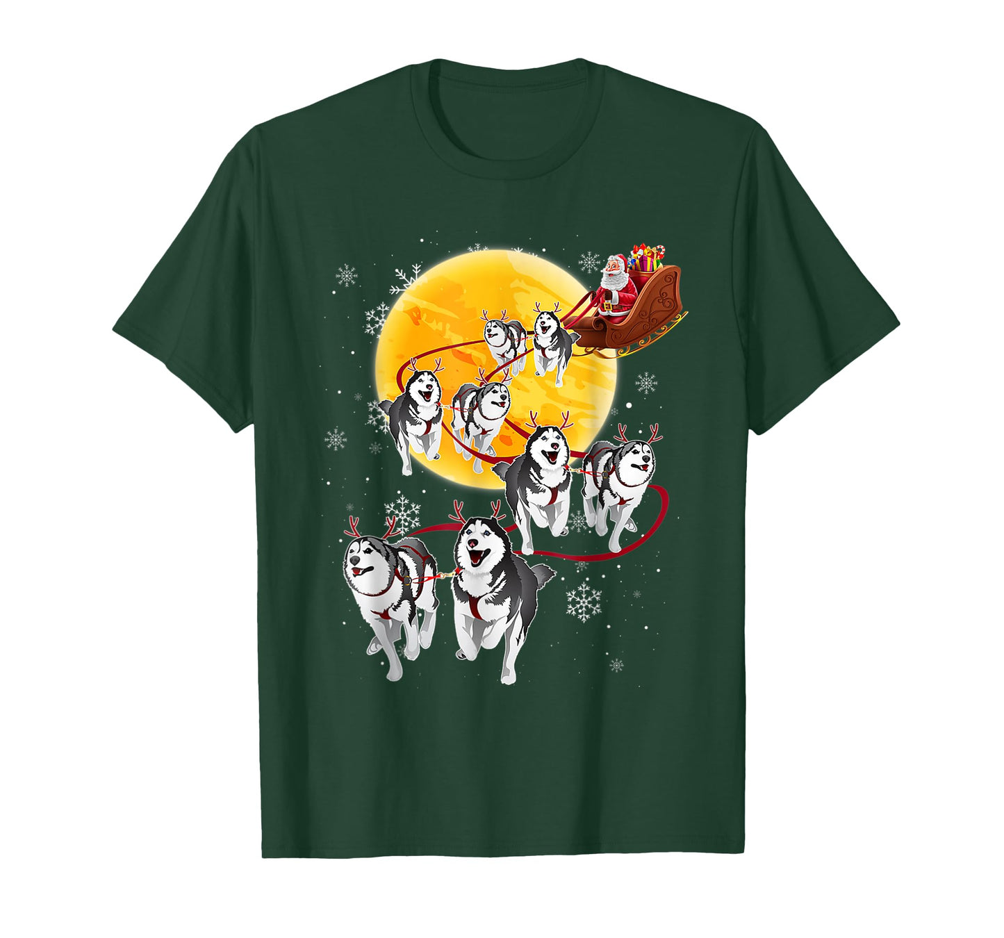 Santa Ride Sleigh Siberian Husky Christmas Dog Lover T-Shirt