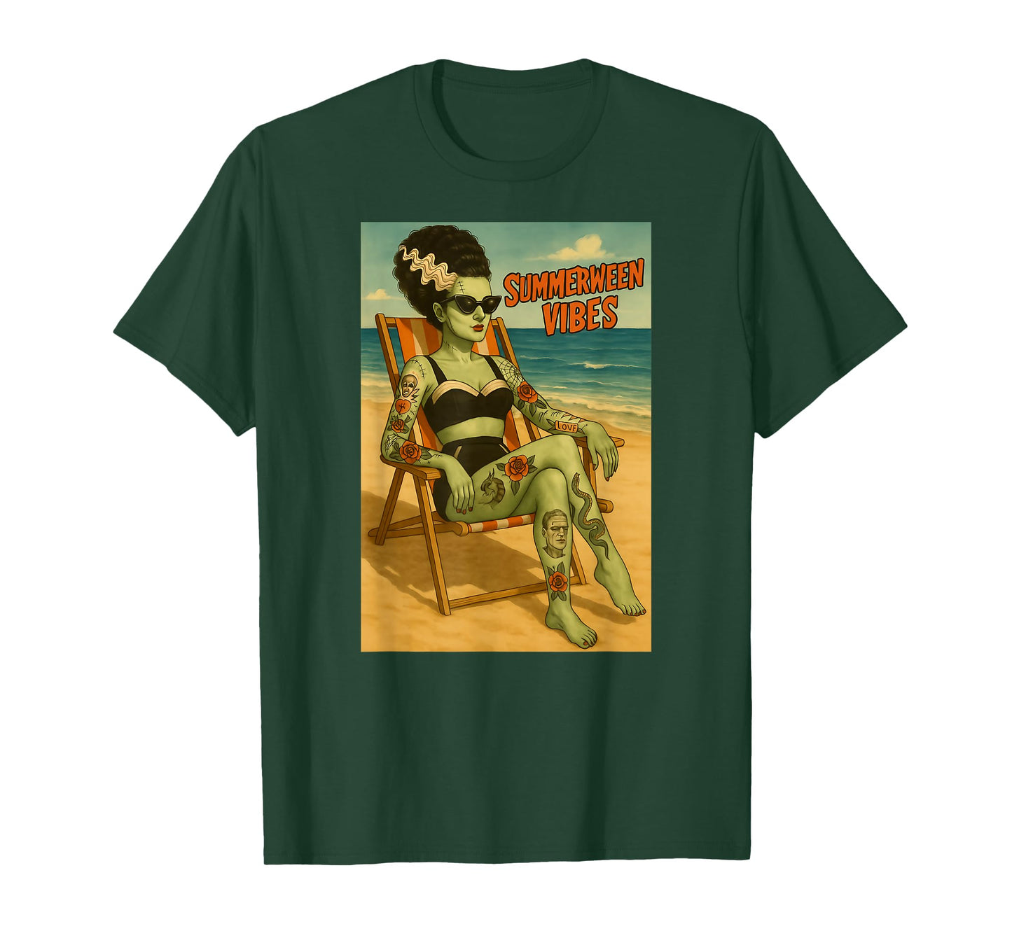 Summerween Vibes Retro Beach Gothic Style Tee T-Shirt