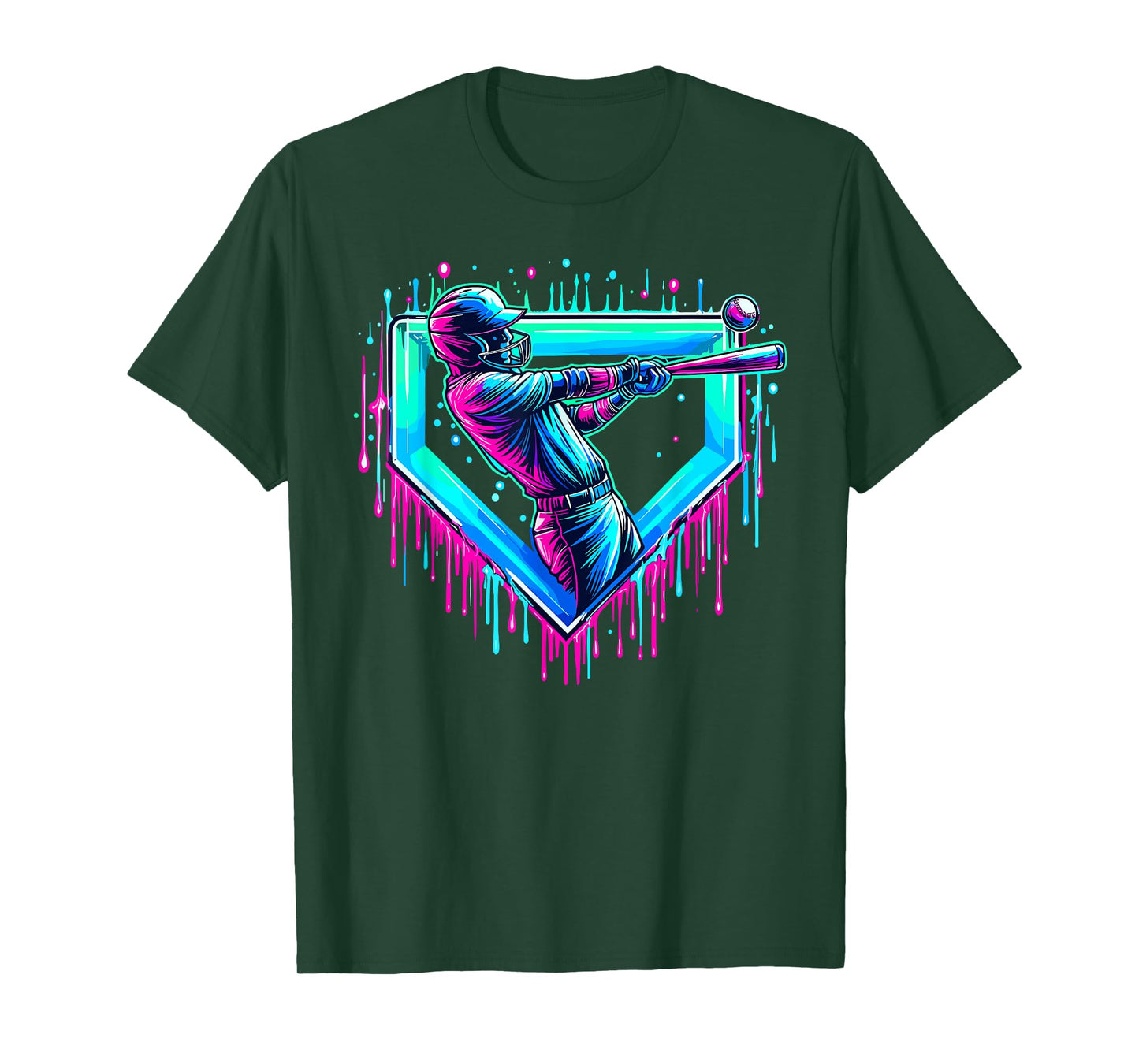 Cool Player Home Plate Baseball Ice Cream Drip T-Shirt