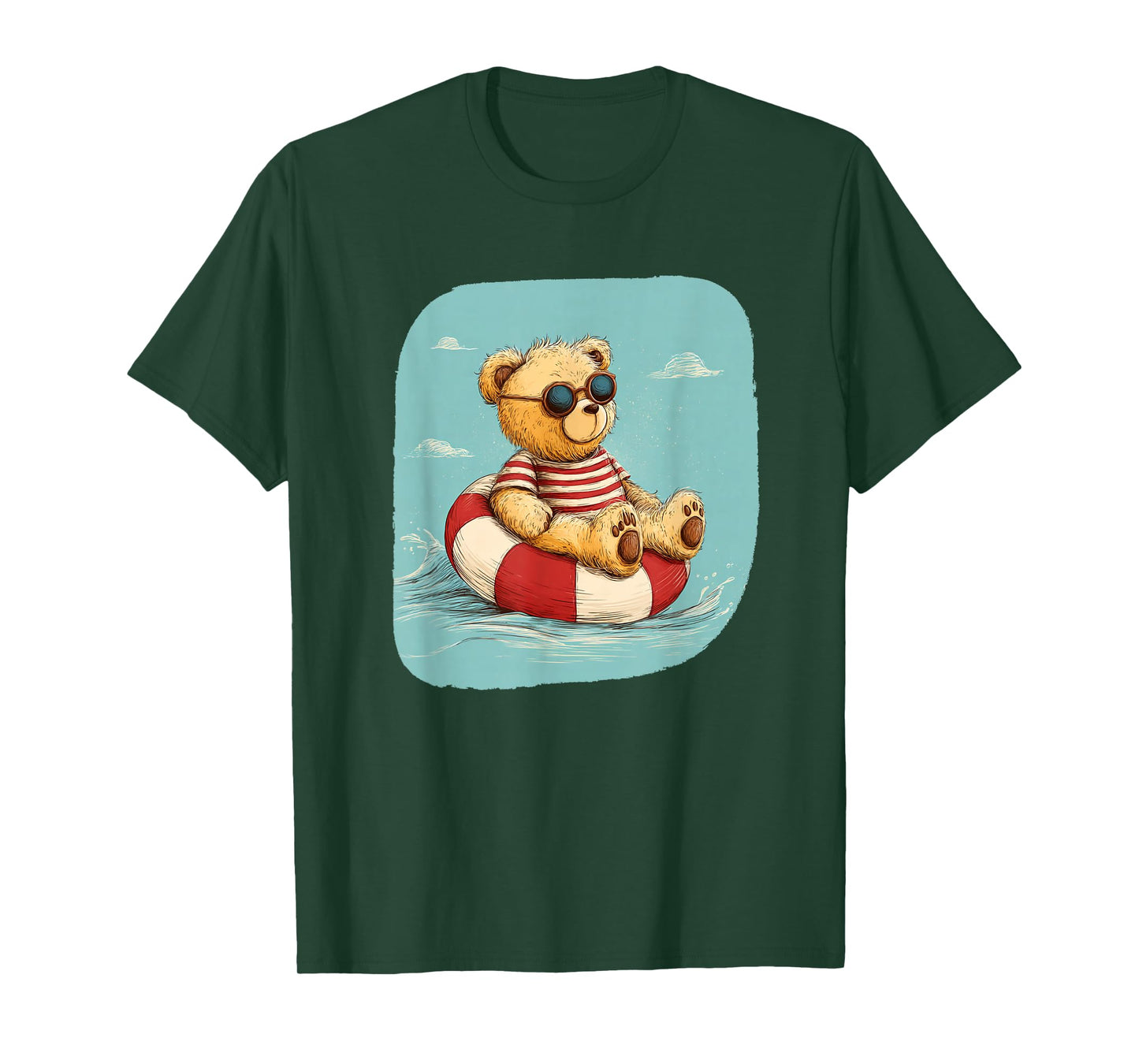 Vacation Pool Ring Costume with Funny Teddy Bear T-Shirt