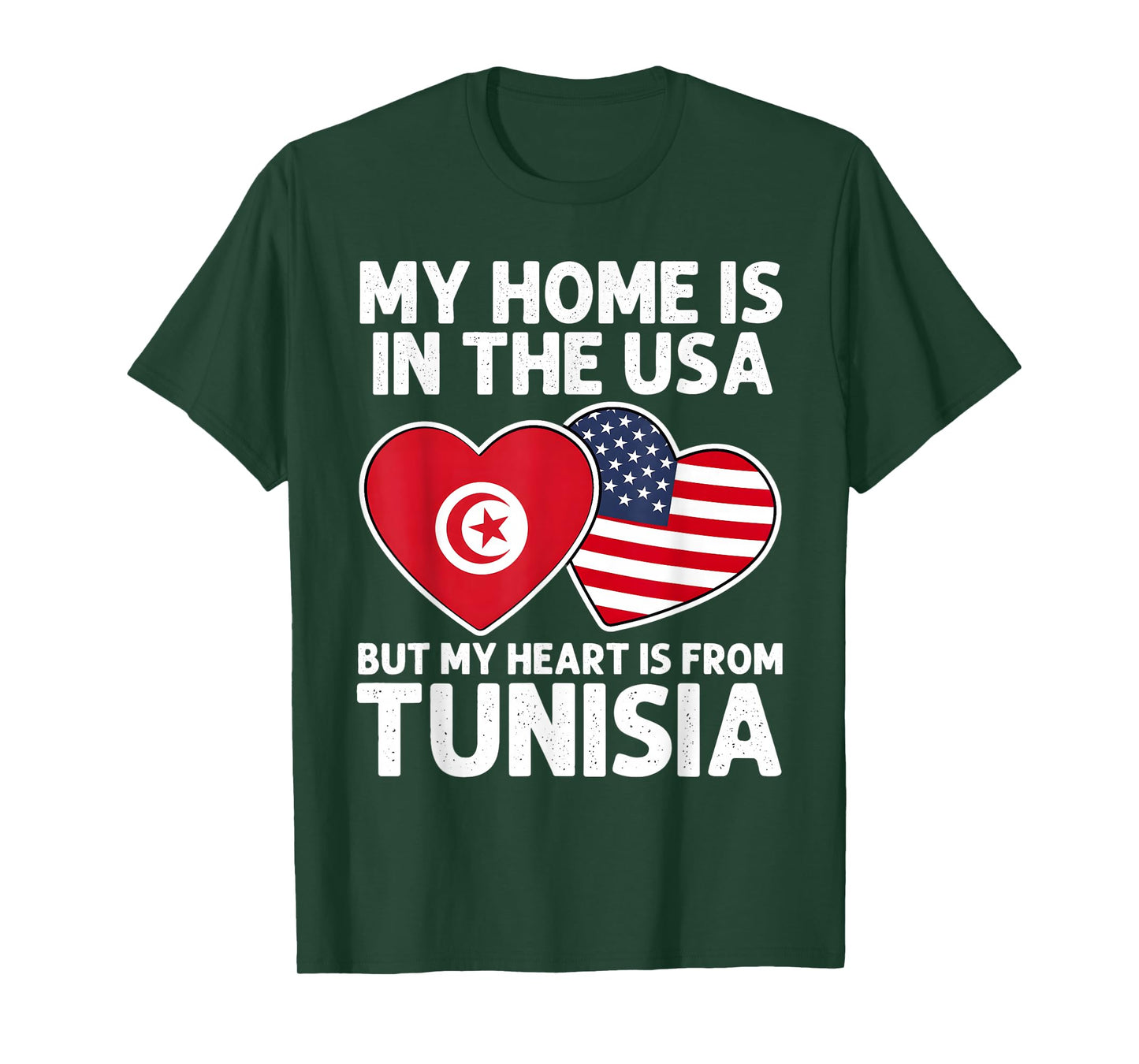 My Home USA My Heart Tunisia Tunisian American Pride Flag T-Shirt