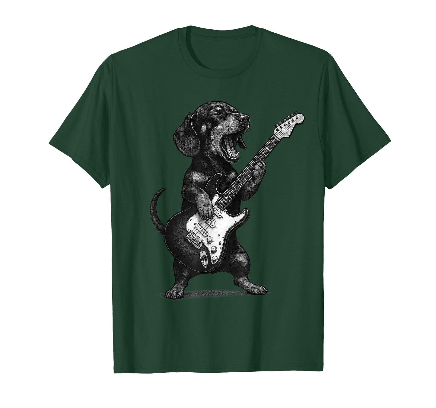 Dachshund Playing Guitar Rock Music Dog Lover T-Shirt