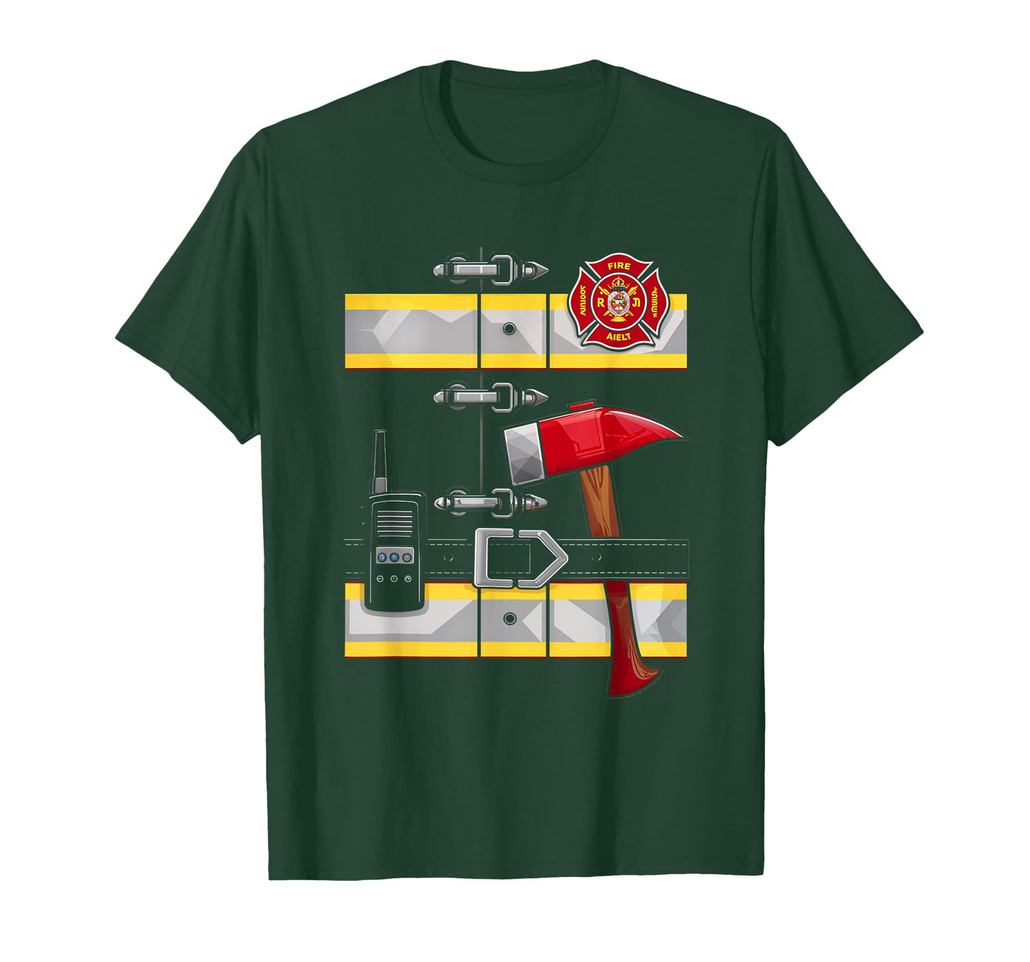 Firefighter Costume Fireman Axe Radio Halloween T-Shirt