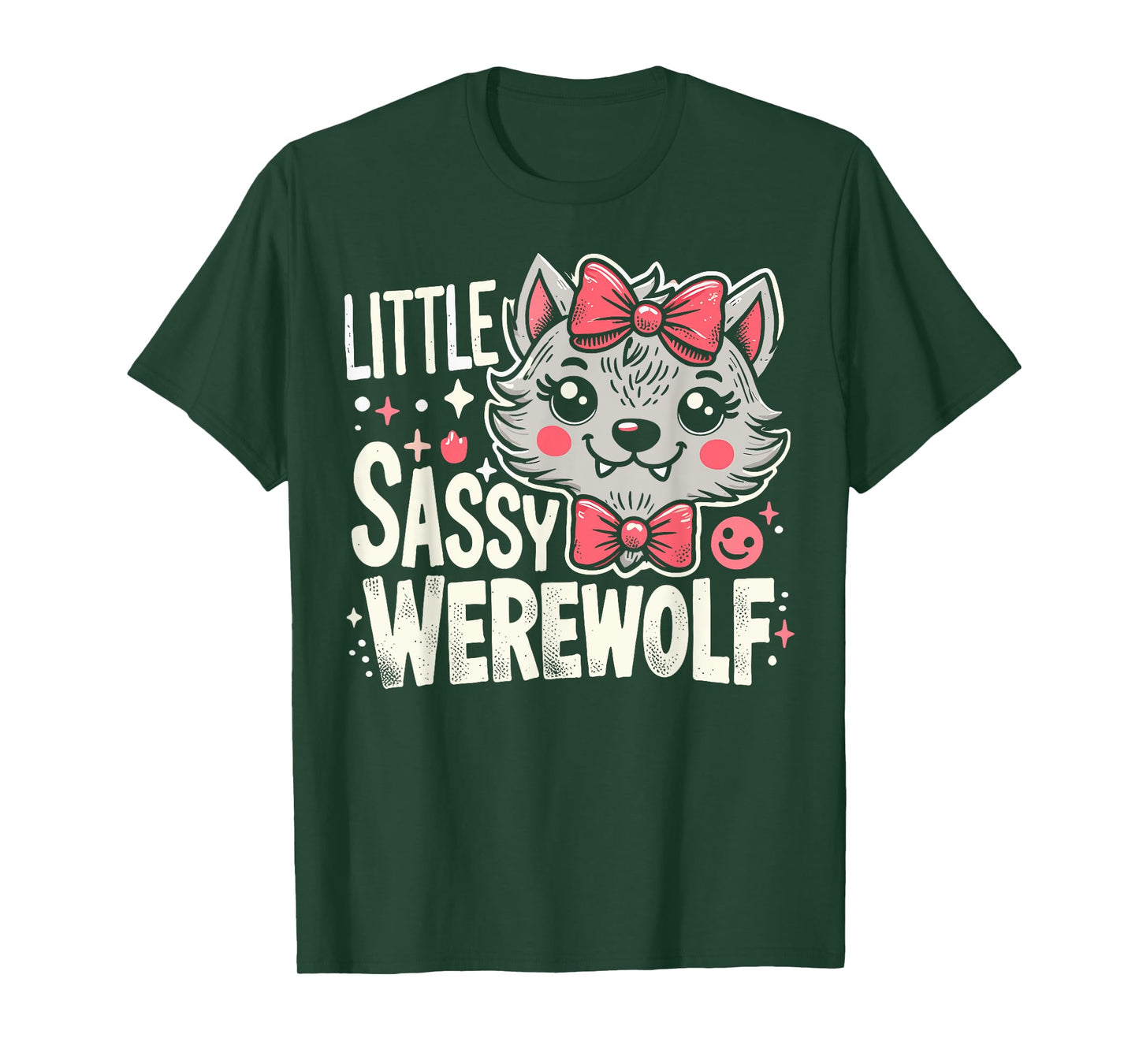Kids Little Sassy Werewolf Halloween Costume For Girls Women T-Shirt