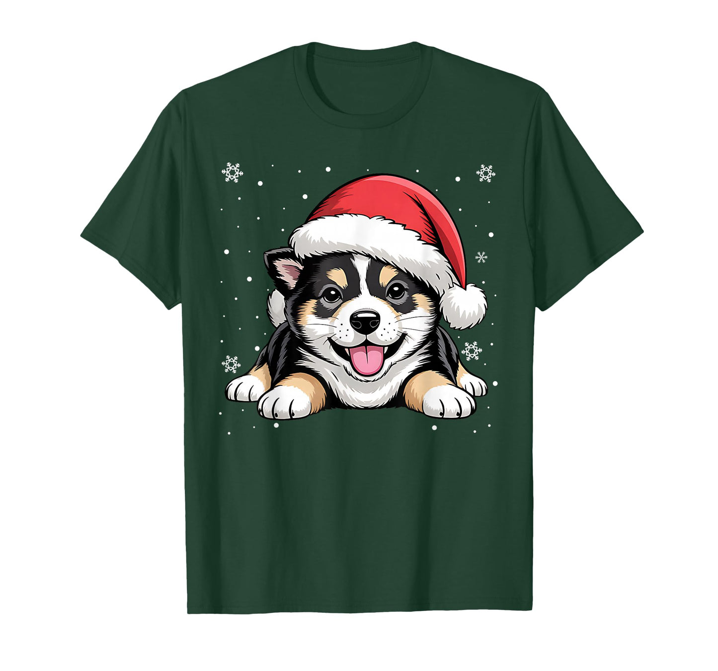 Christmas Shiba Inu Dog Wearing Santa Hat Pet Animal Lover T-Shirt