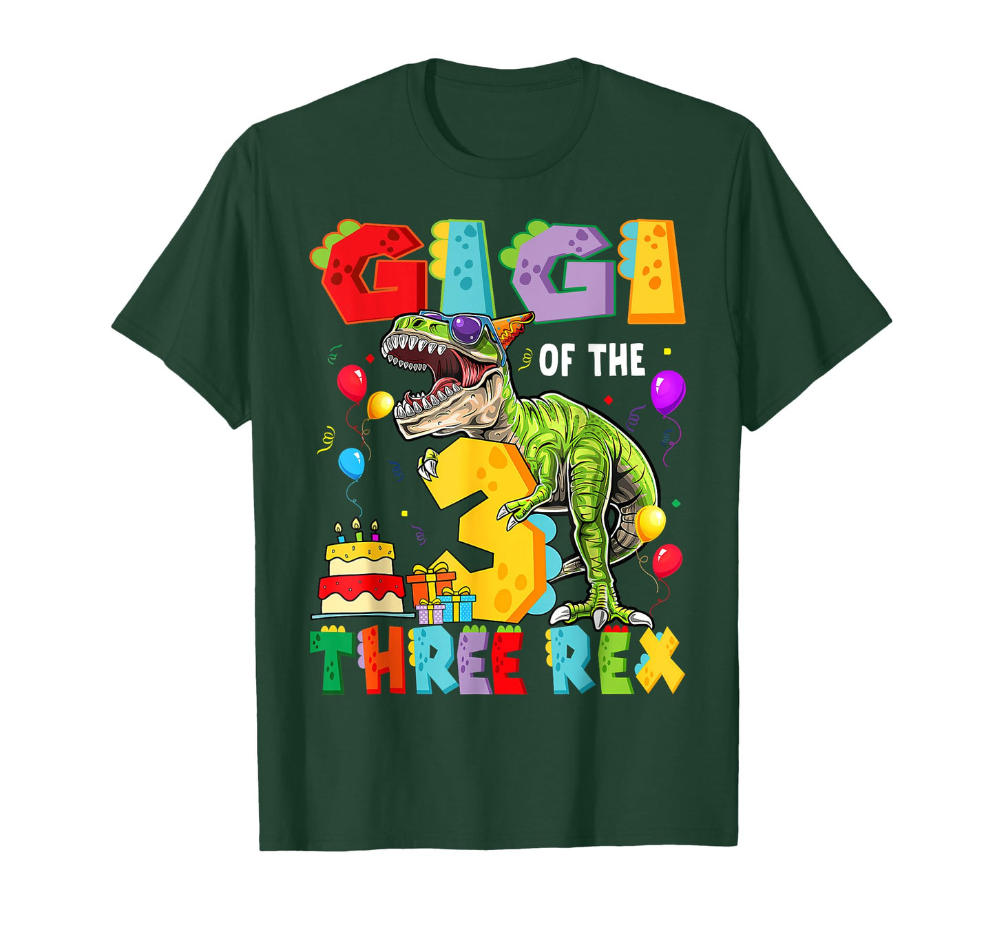 Gigi Of The Three Rex 3Rd Birthday Boy Dinosaur T-Rex T-Shirt