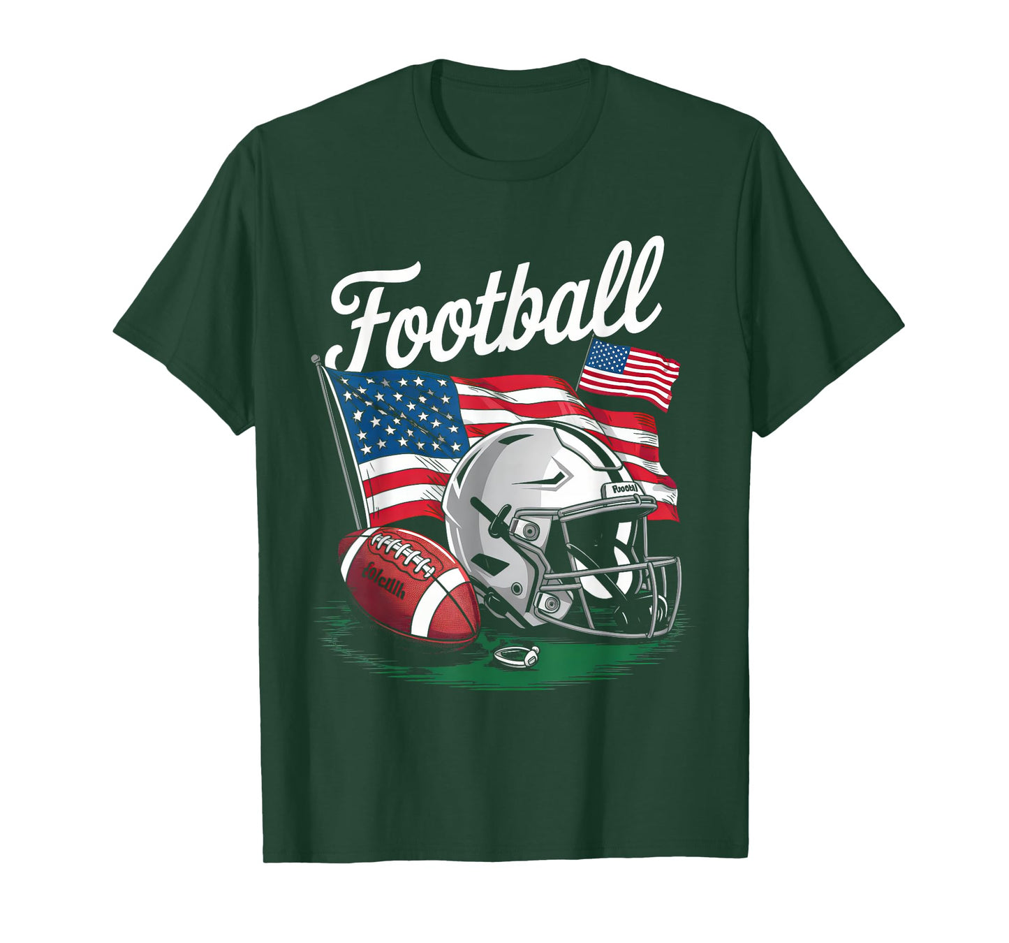 Funny Football 4th of July Men USA American Flag Boys Kid T-Shirt