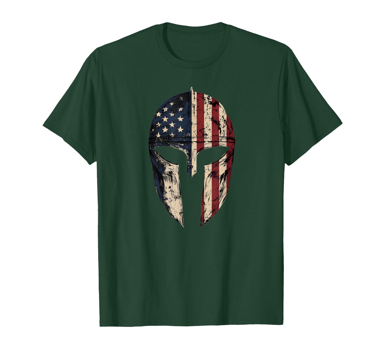 Patriotic American Spartan Warrior Men Women USA Flag Helmet T-Shirt