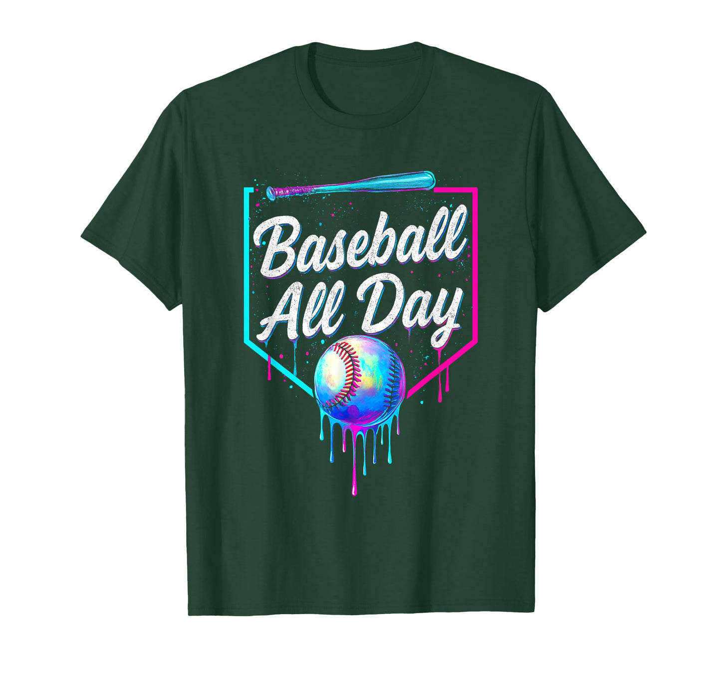 Baseball All Day Drip Home Plate Ice Cream For Boys Graphic T-Shirt