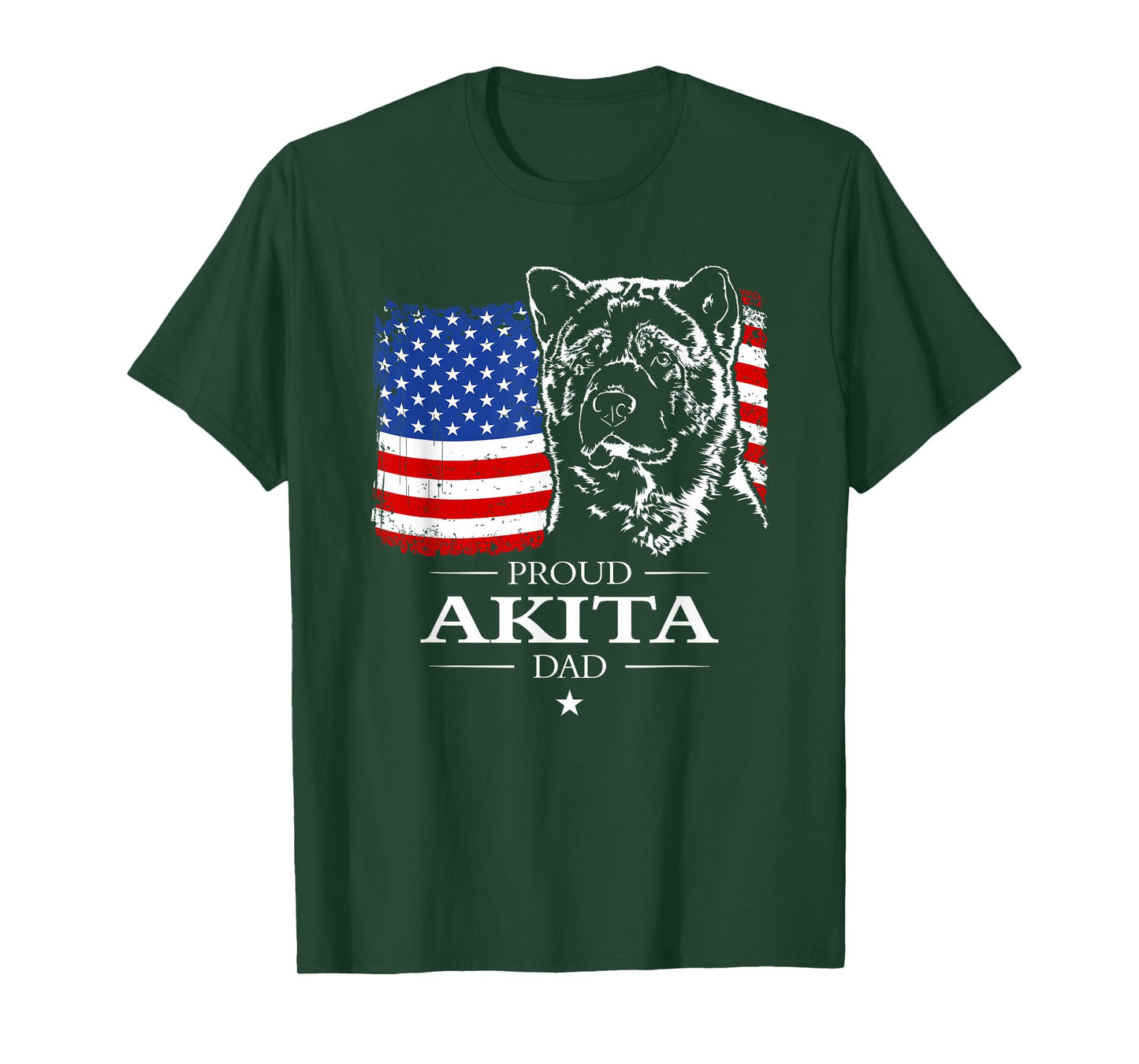 Funny Proud Akita Dad American Flag patriotic dog gift T-Shirt