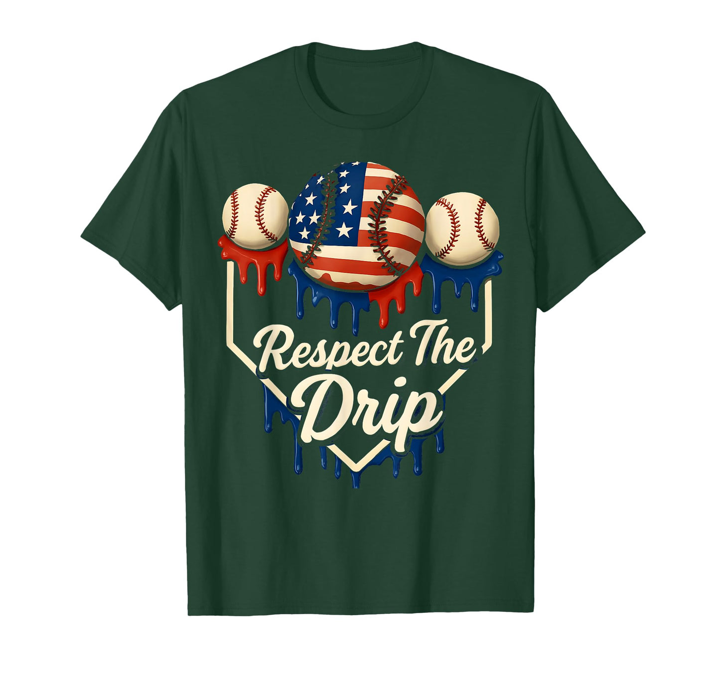 Baseball Drip American Flag 4th Of July Respect The Drip T-Shirt