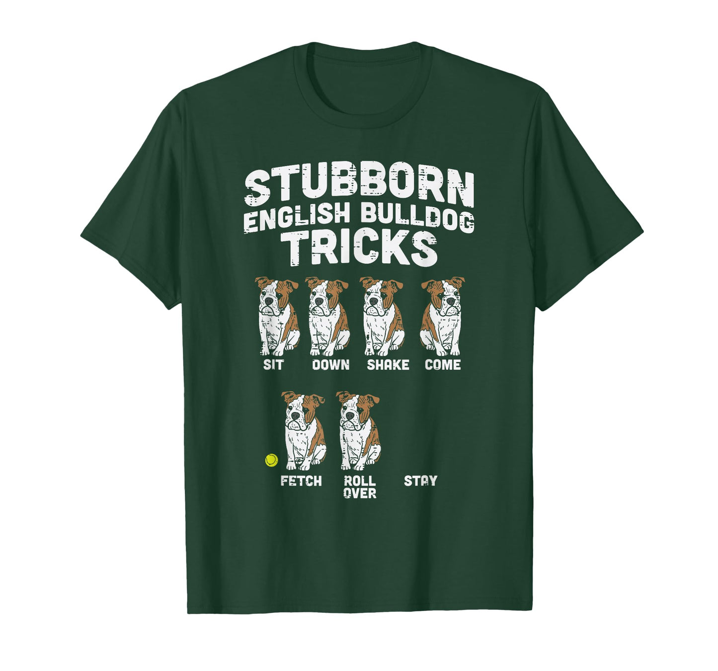 BoredKoalas English Bulldog Tricks T-Shirt - Unisex-Adults, Black, Small, Short Sleeve, Classic Fit, Cotton 65% Polyester 35%