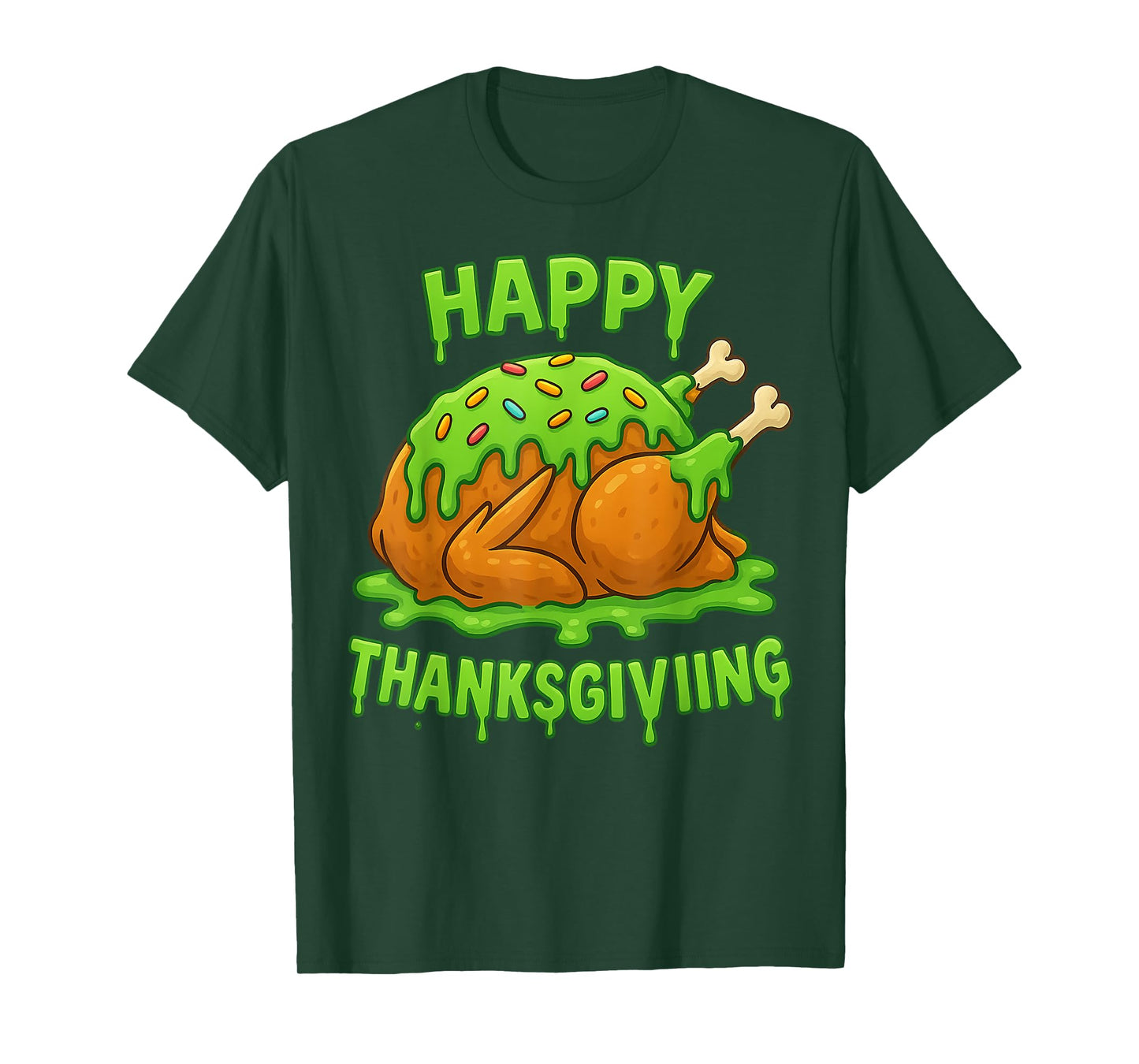 Happy Thanksgiving Drip Ice Cream Look Cool T-Shirt