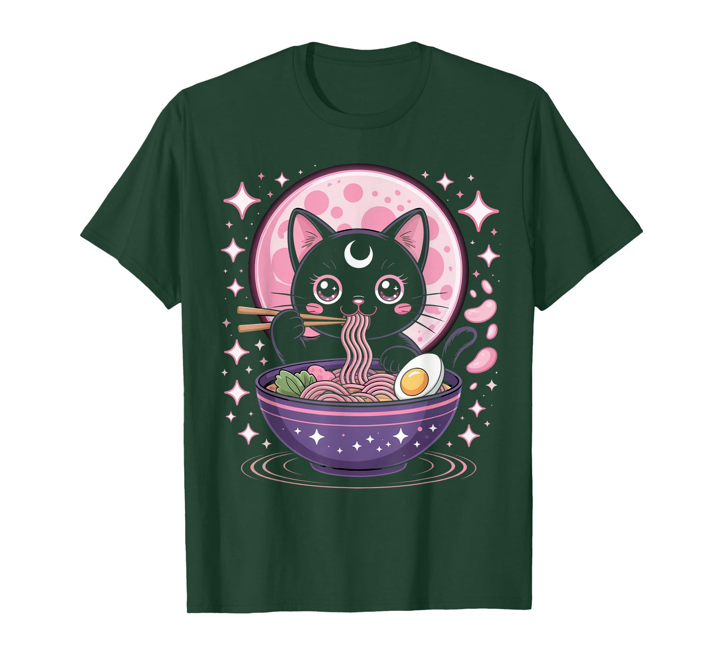 Pastel Goth Clothing Black Cat Eat Ramen Goth Girl Clothes T-Shirt