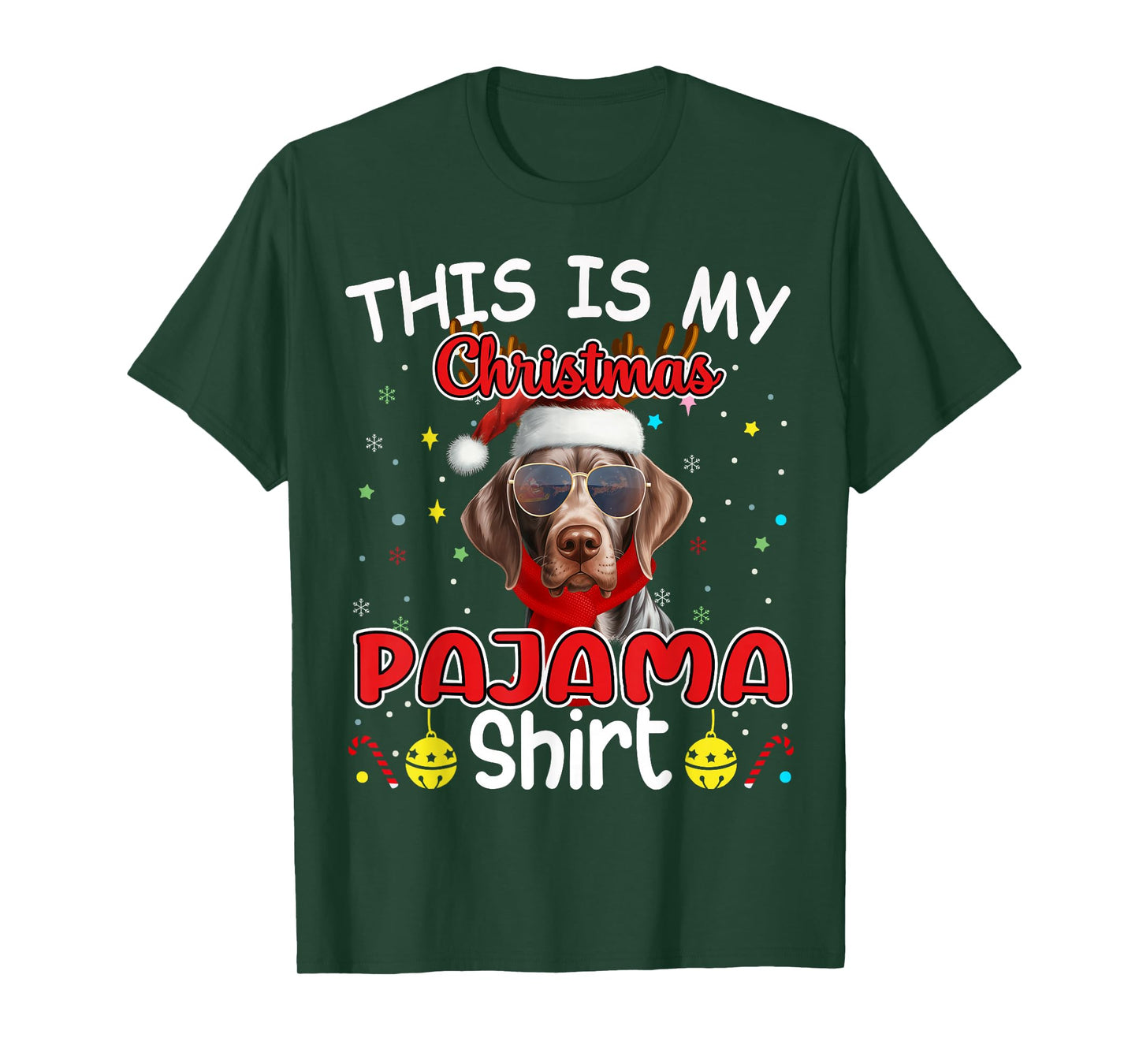 German Shorthaired Pointer Christmas Pajama Matching Xmas T-Shirt