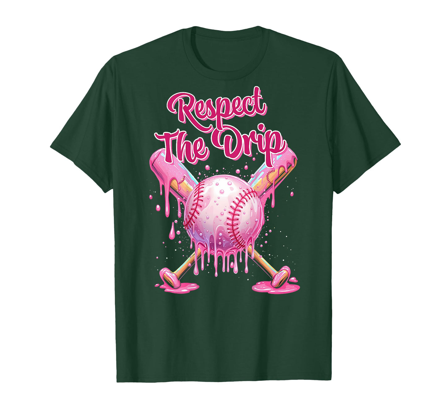Pink Baseball Dripping Shirt for Youth Girls Ice Cream Drip T-Shirt