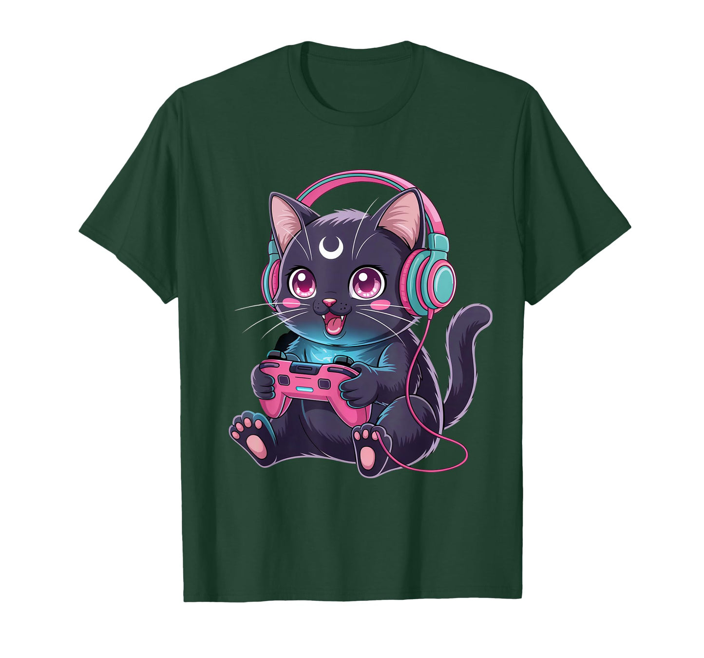 Gamer Black Cat Video Kawaii Goth Girl Clothes Pink Goth T-Shirt